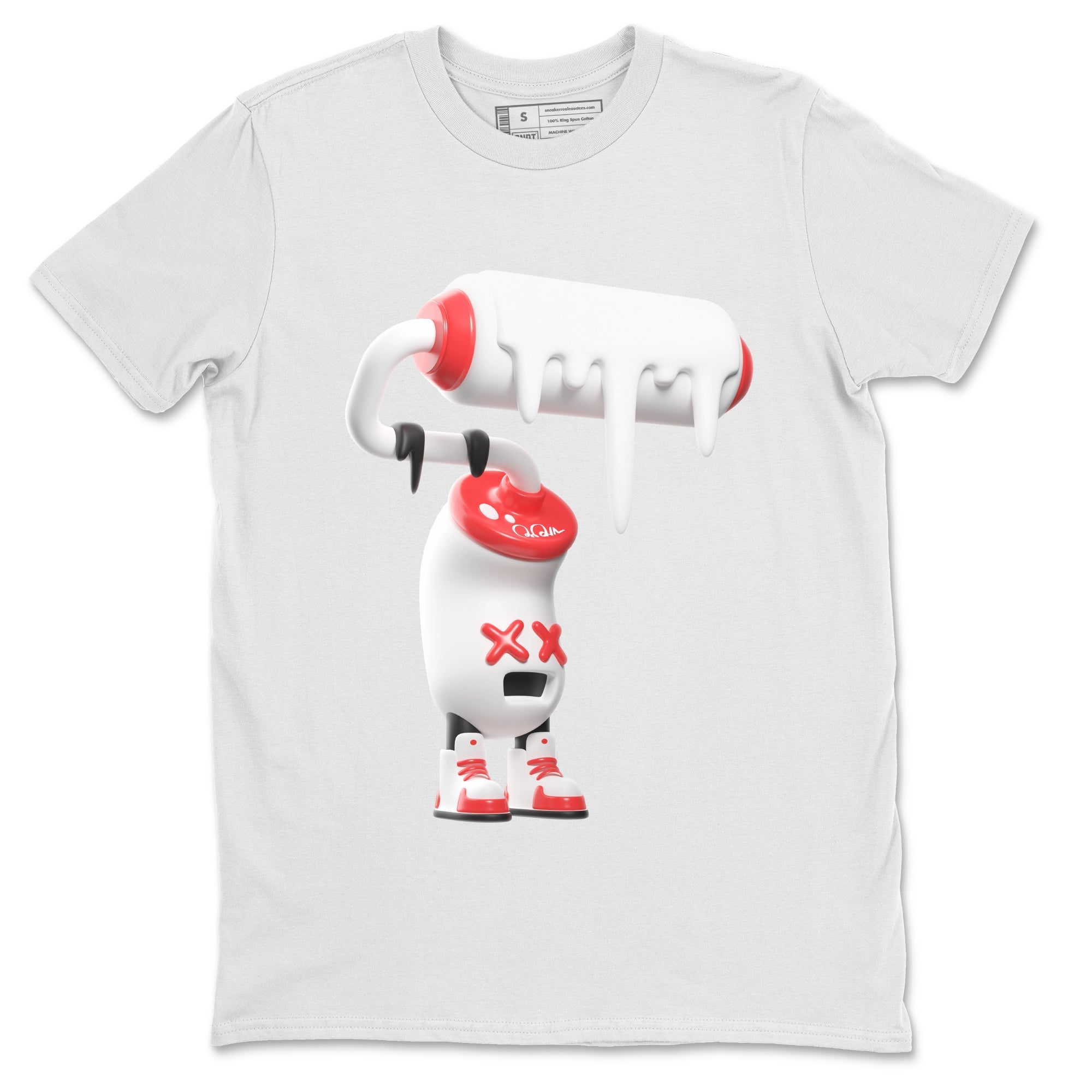 Air Jordan 7 Infrared Sneaker Match Tees 3D Paint Roller Streetwear Sneaker Shirt AJ7 Infrared Sneaker Release Tees Unisex Shirts White 2