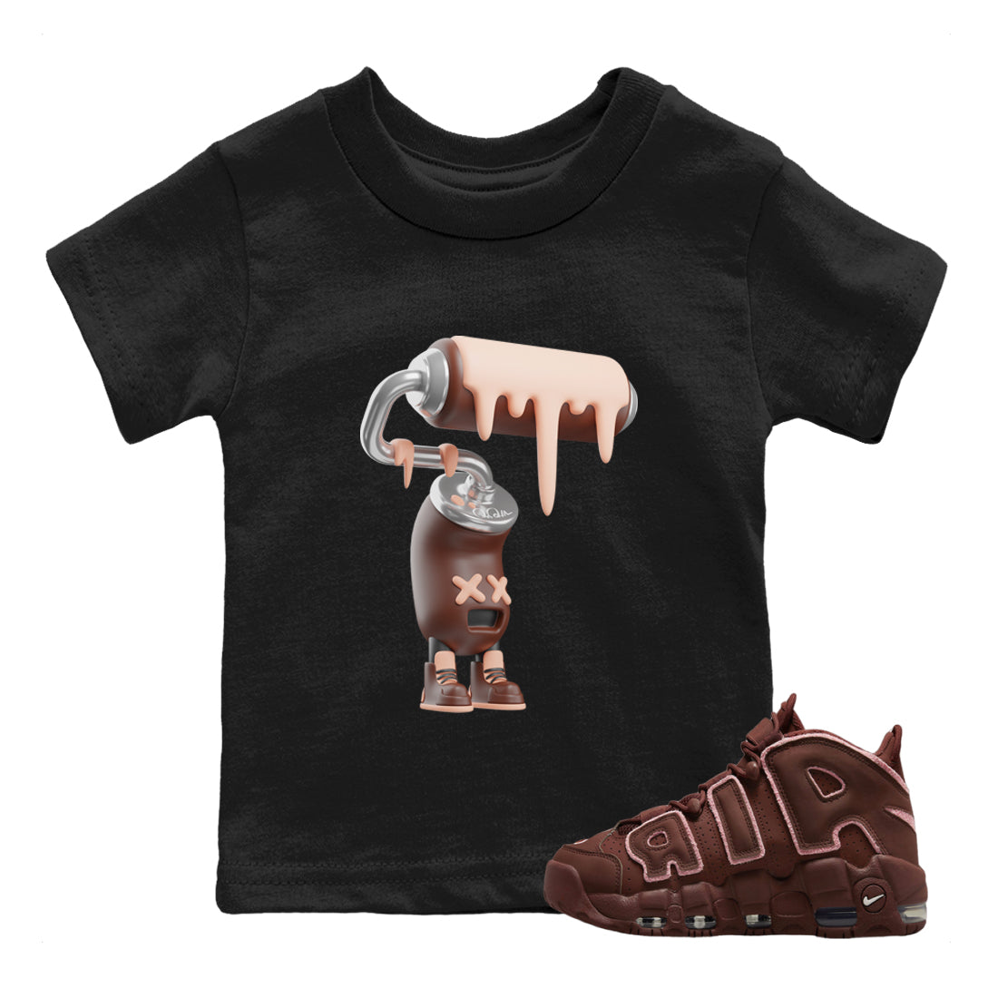 Air More Uptempo Valentines Day Shirt To Match Jordans 3D Paint Roller Sneaker Tees Nike Uptempo Valentines Day Drip Gear Zone Sneaker Matching Clothing Kids Shirts Black 1