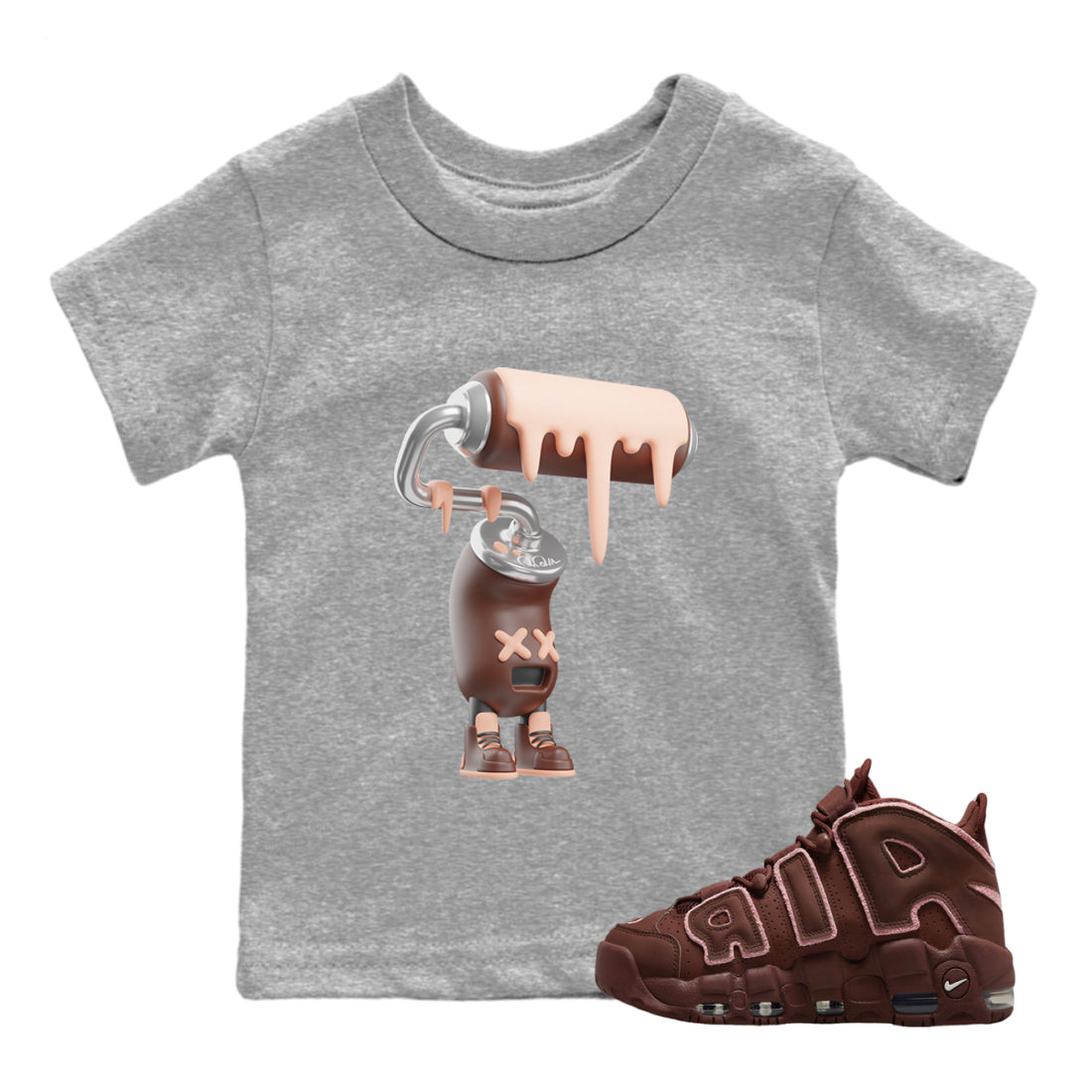 Air More Uptempo Valentines Day 3D Paint Roller Baby and Kids Sneaker Tees Nike Uptempo Valentines Day Kids Sneaker Tees Size Chart
