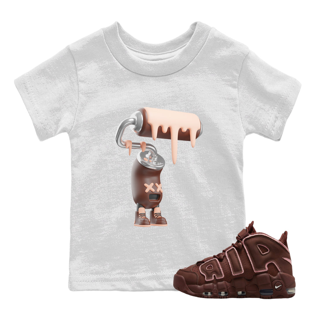 Air More Uptempo Valentines Day Shirt To Match Jordans 3D Paint Roller Sneaker Tees Nike Uptempo Valentines Day Drip Gear Zone Sneaker Matching Clothing Kids Shirts White 1
