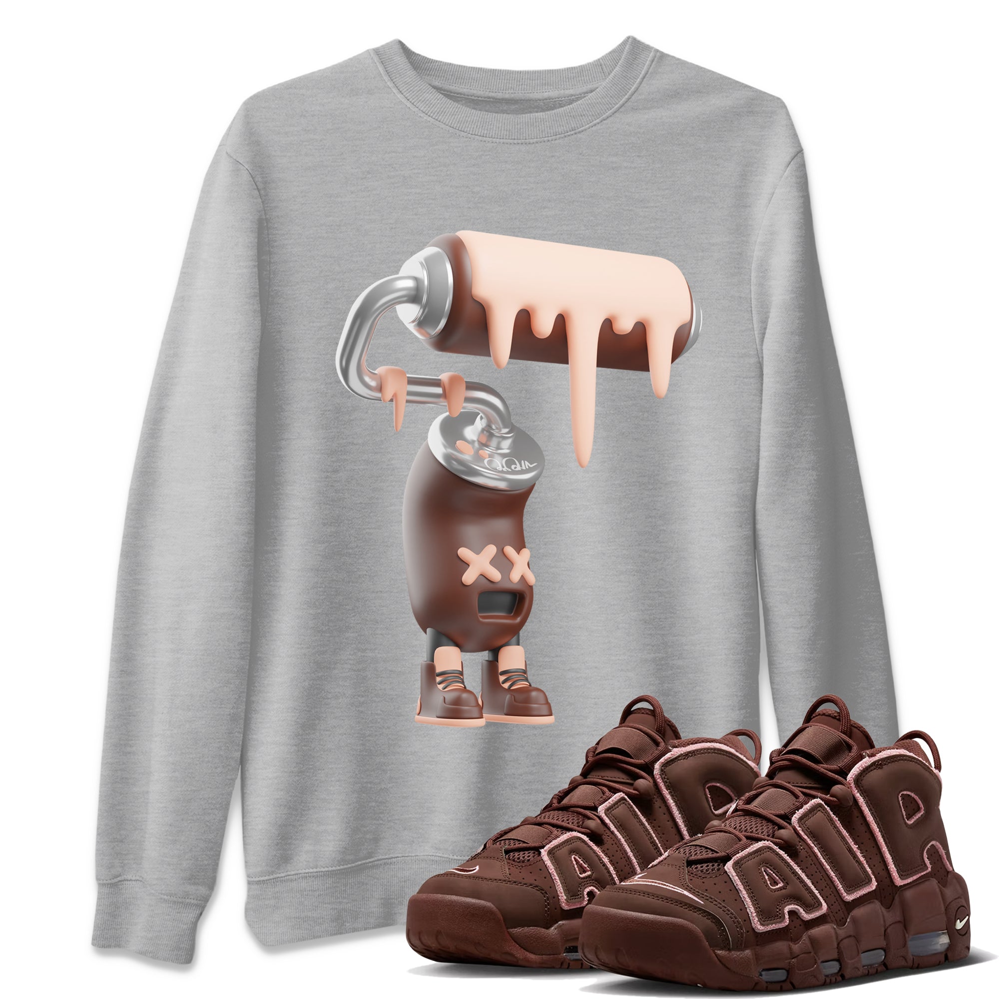 Air More Uptempo Valentines Day Shirt To Match Jordans 3D Paint Roller Sneaker Tees Nike Uptempo Valentines Day Drip Gear Zone Sneaker Matching Clothing Unisex Shirts Heather Grey 1