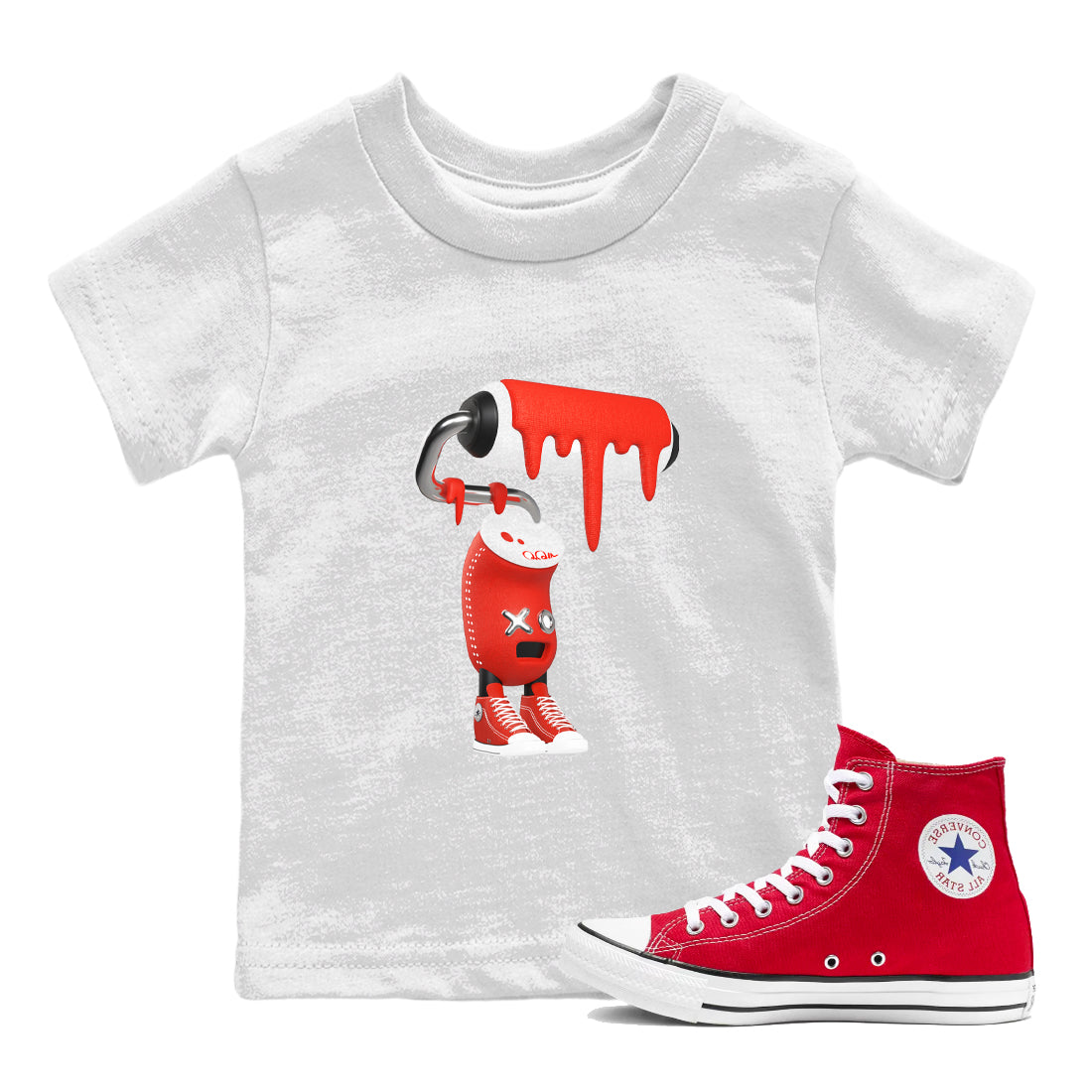 Converse High Top Red shirt to match sneakers 3D Paint Roller sneaker tees Shoes Match Converse High Top Red Drip Gear Zone Sneaker Tee Baby Toddler White 1 T-Shirt