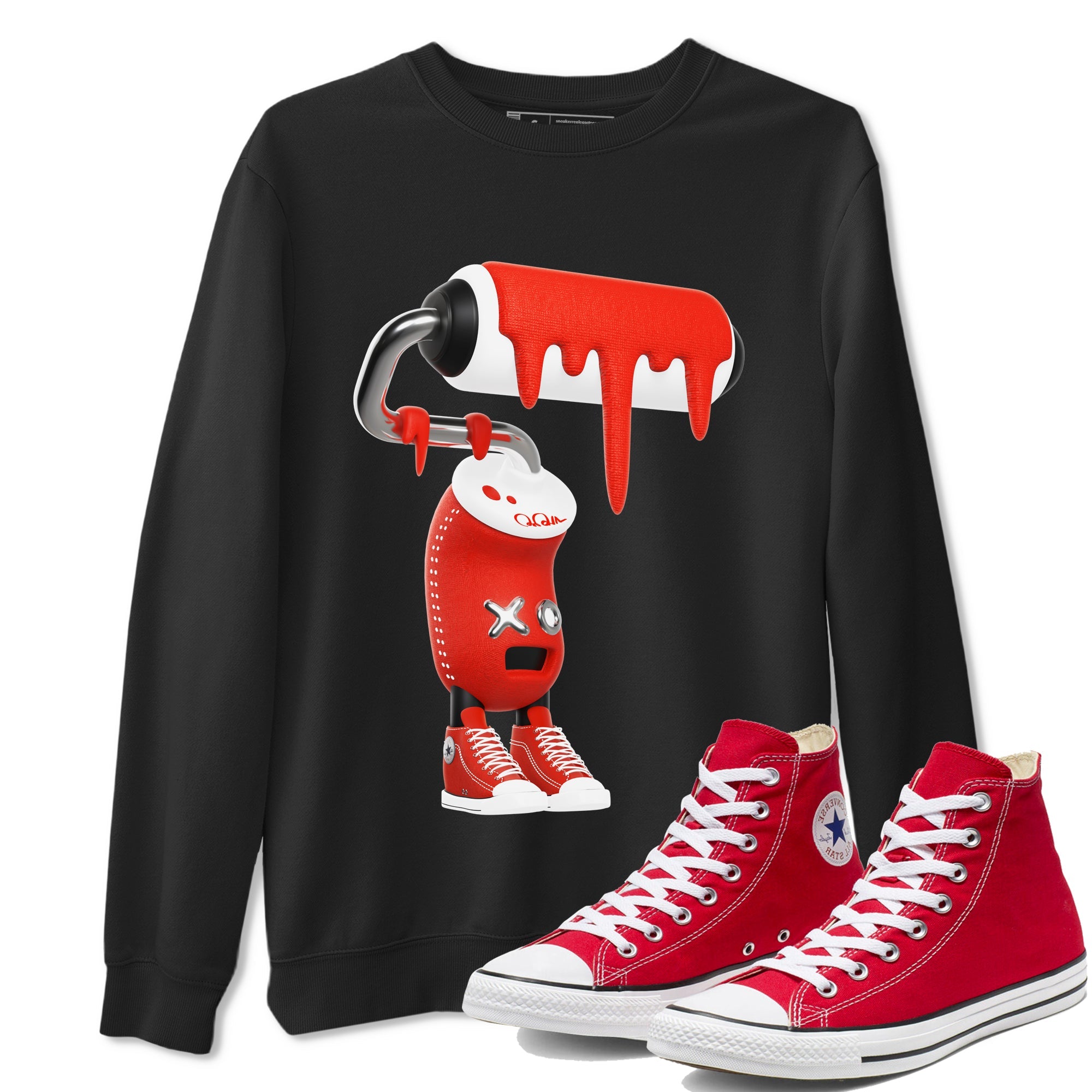 Converse High Top Red shirt to match sneakers 3D Paint Roller sneaker tees Shoes Match Converse High Top Red Drip Gear Zone Sneaker Tee Unisex Black 1 T-Shirt