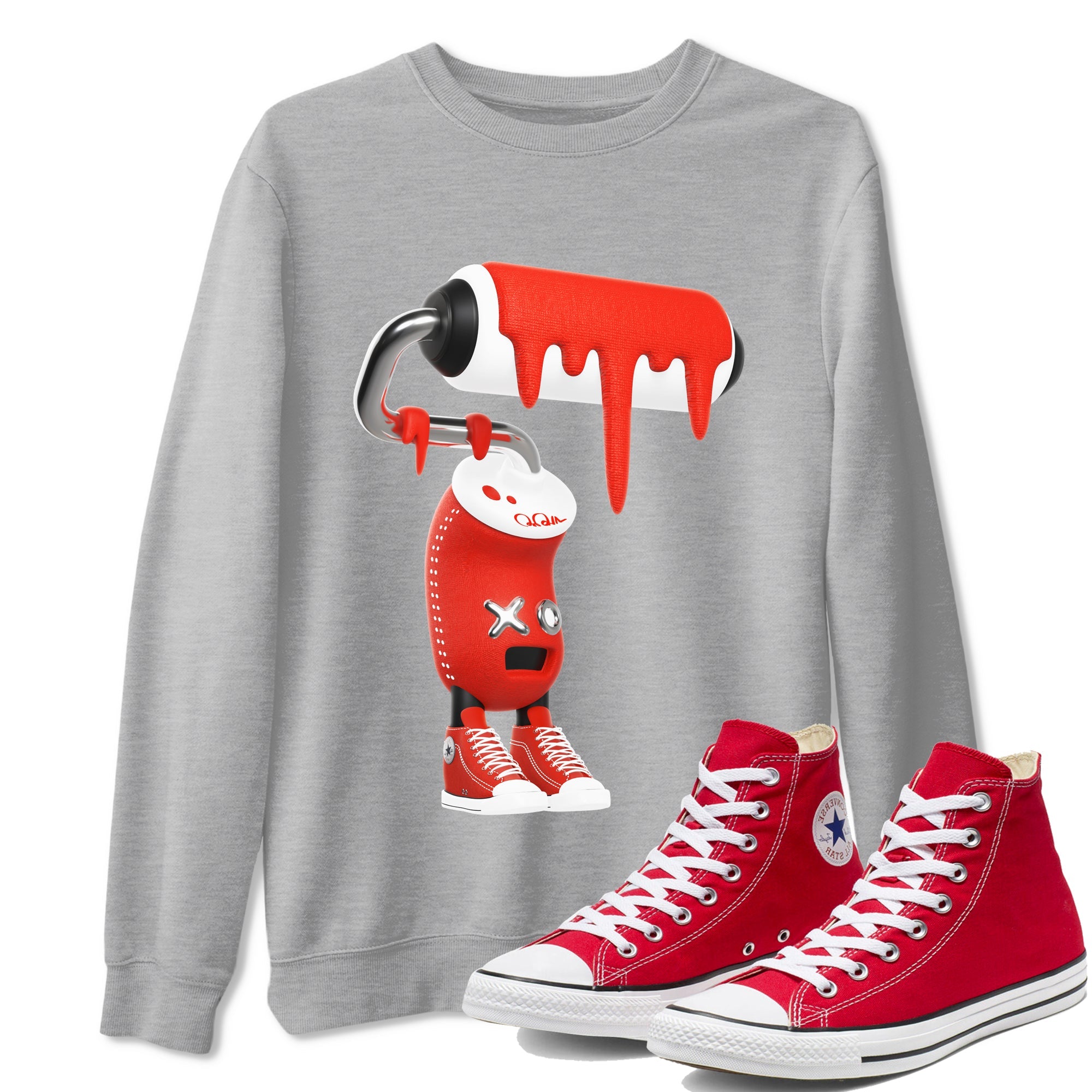 Converse High Top Red shirt to match sneakers 3D Paint Roller sneaker tees Shoes Match Converse High Top Red Drip Gear Zone Sneaker Tee Unisex Heather Grey 1 T-Shirt