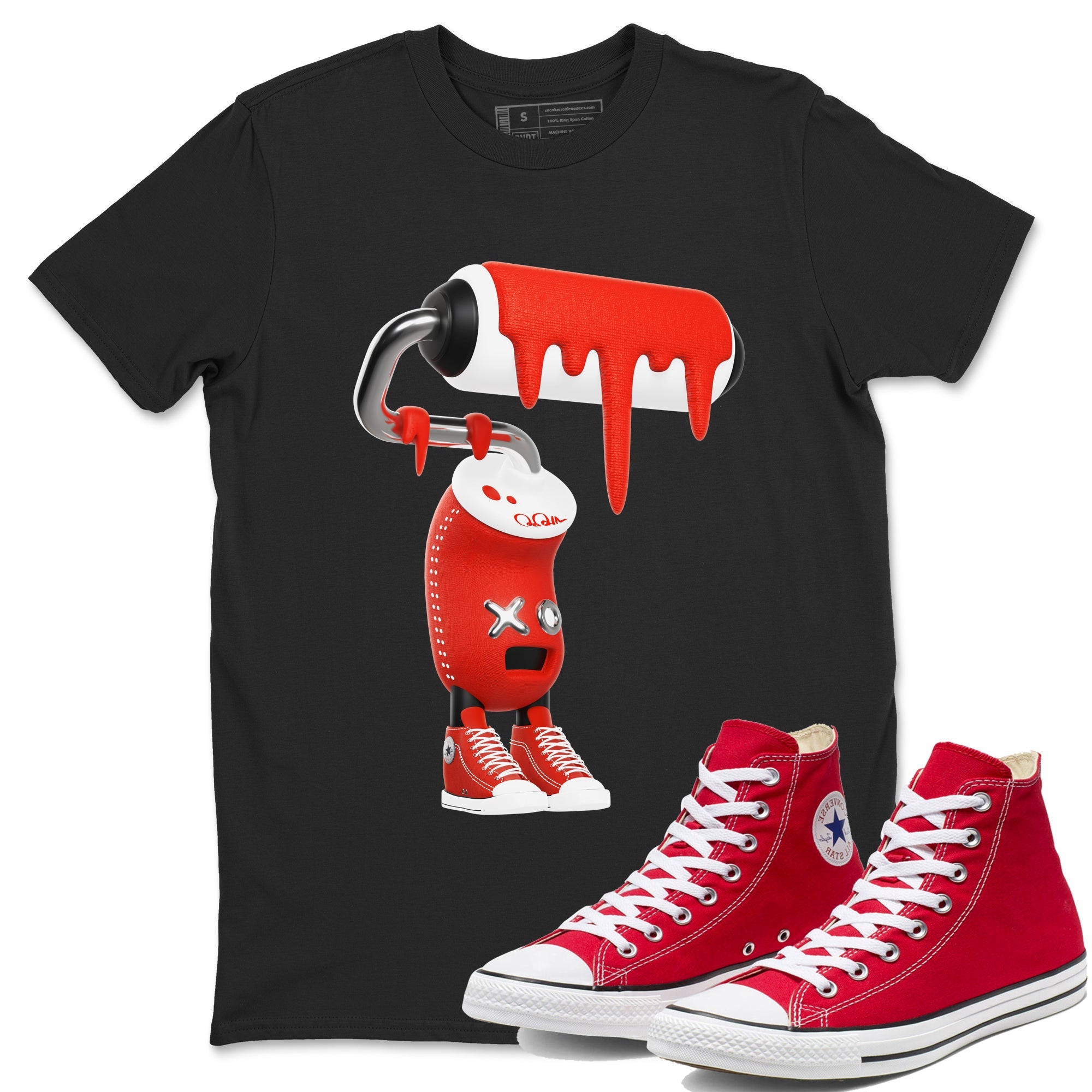 Converse High Top Red shirt to match sneakers 3D Paint Roller sneaker tees Shoes Match Converse High Top Red Drip Gear Zone Sneaker Tee Unisex Black 1 T-Shirt