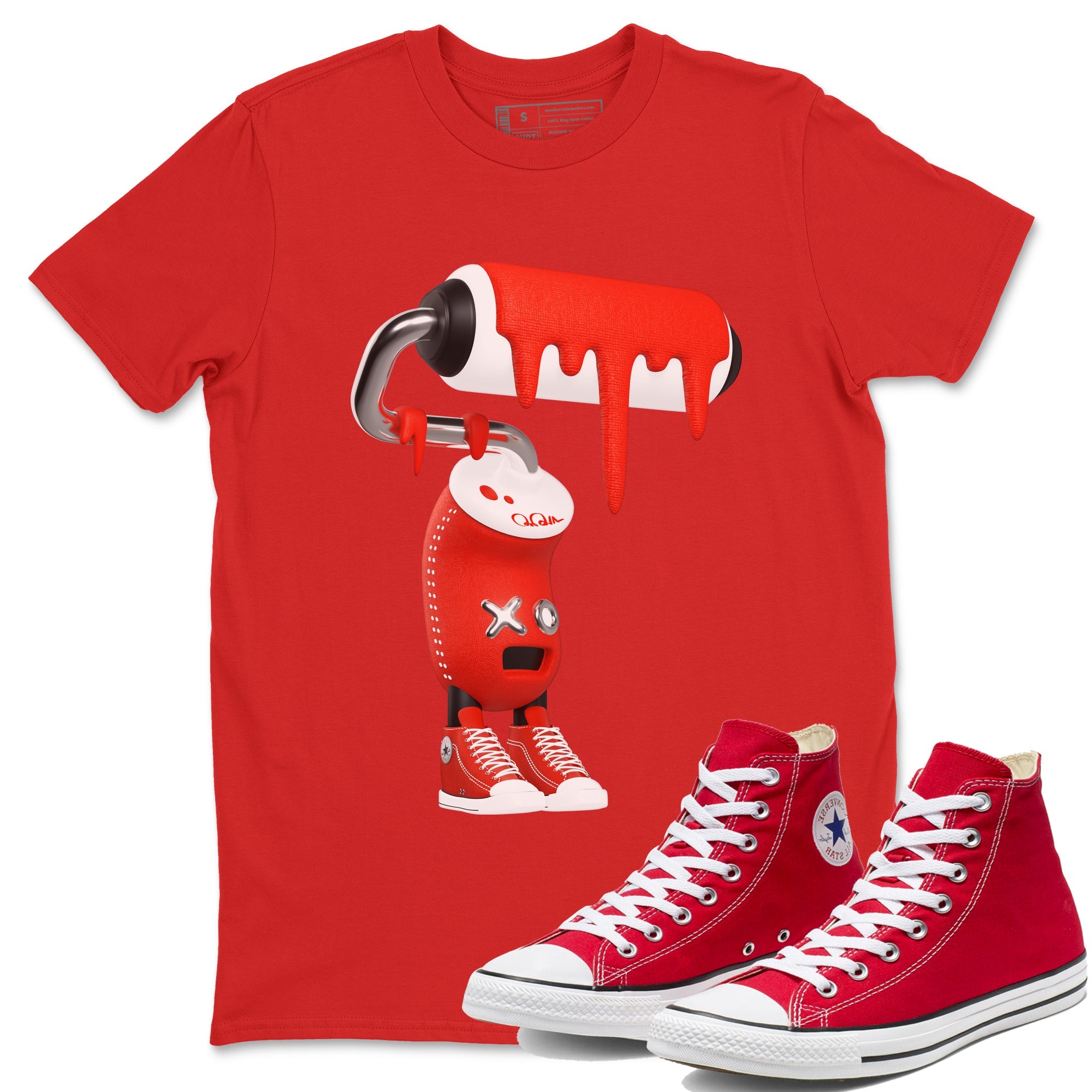 Converse High Top Red shirt to match sneakers 3D Paint Roller sneaker tees Shoes Match Converse High Top Red Drip Gear Zone Sneaker Tee Unisex Red 1 T-Shirt