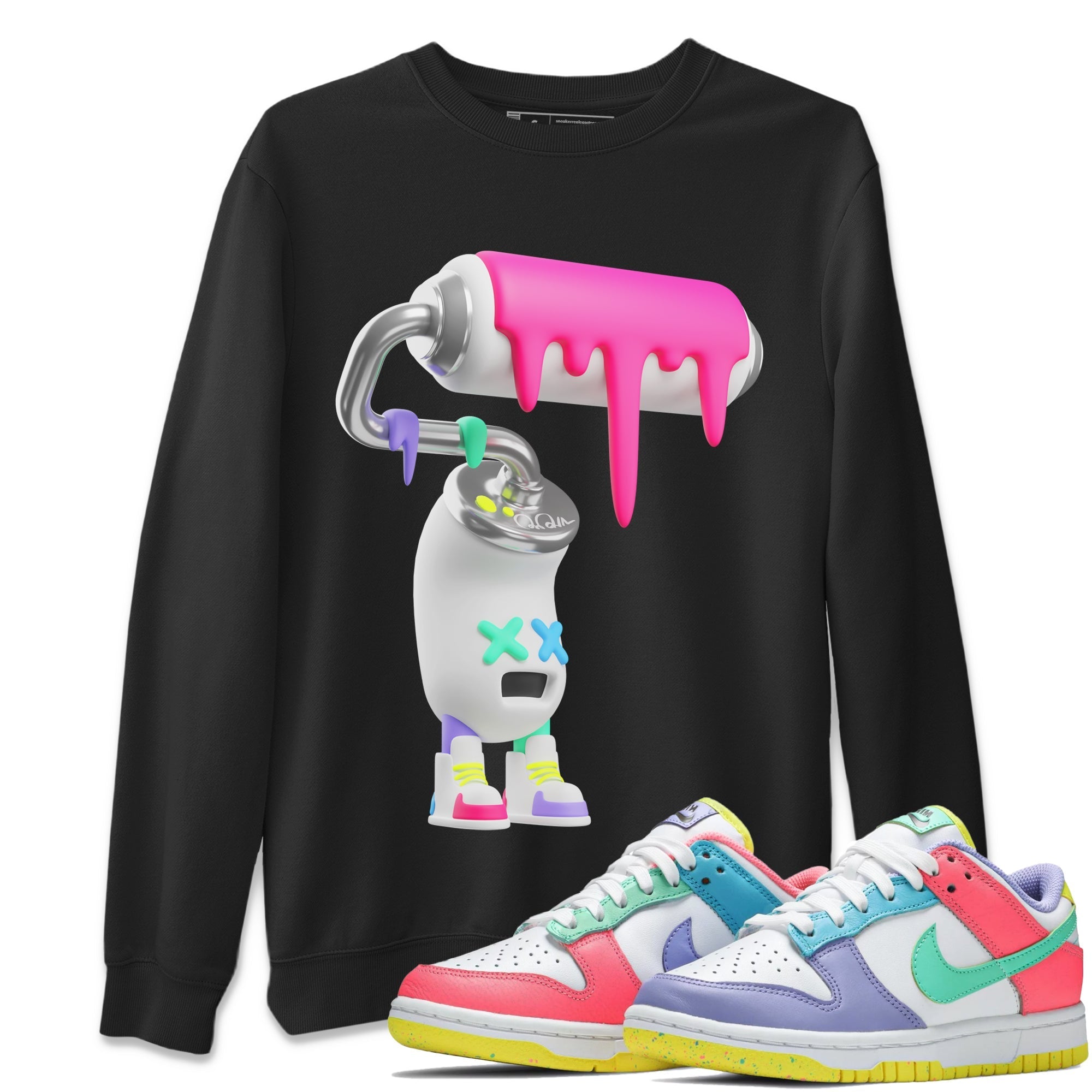 Dunk Easter Candy Sneaker Match Tees 3D Paint Roller Streetwear Sneaker Shirt Nike Easter Sneaker Release Tees Unisex Shirts Black 1
