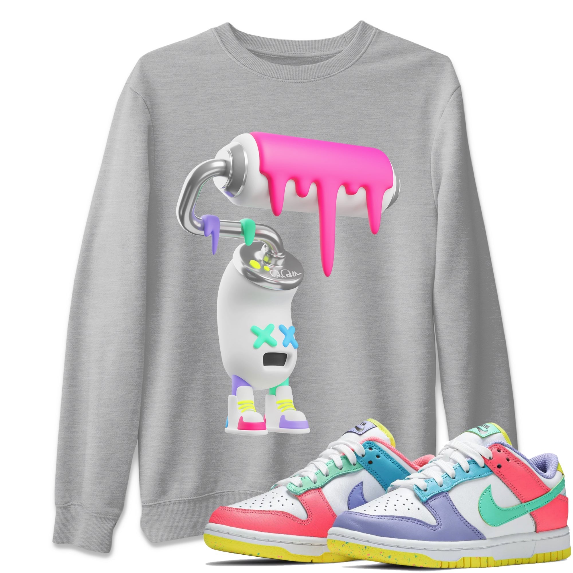 Dunk Easter Candy Sneaker Match Tees 3D Paint Roller Streetwear Sneaker Shirt Nike Easter Sneaker Release Tees Unisex Shirts Heather Grey 1