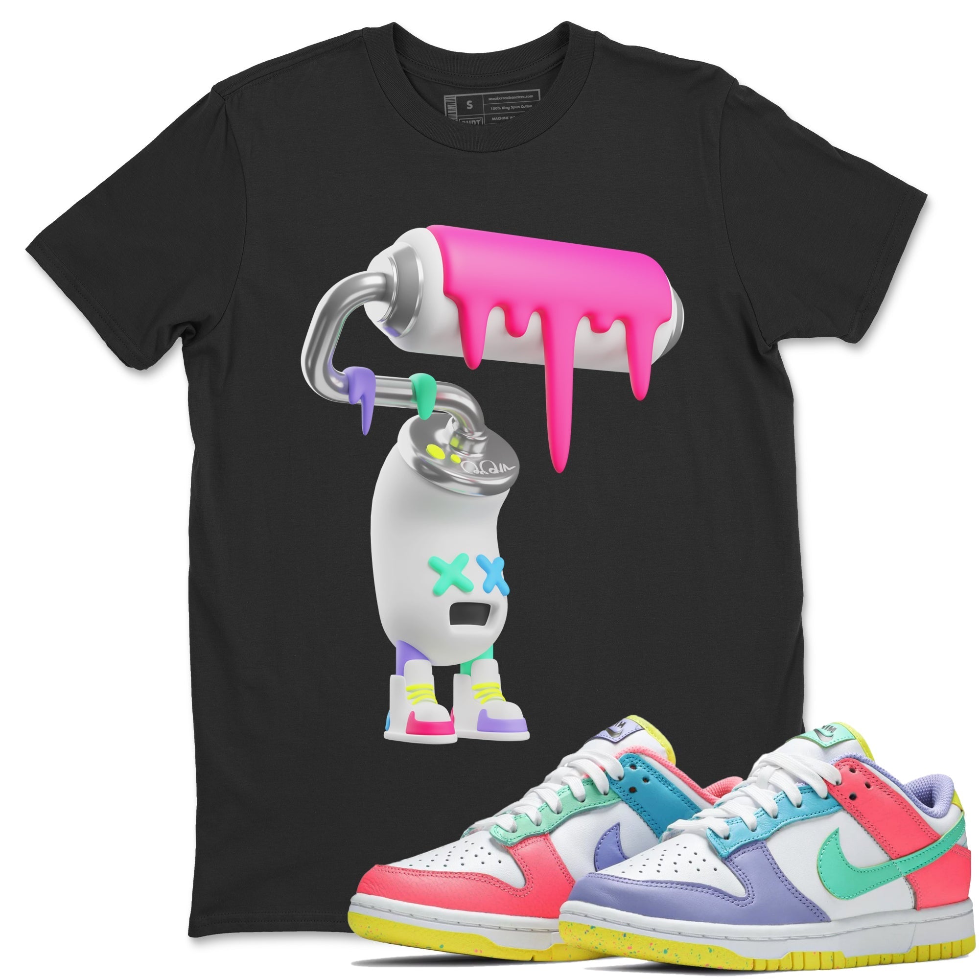 Dunk Easter Candy Sneaker Match Tees 3D Paint Roller Streetwear Sneaker Shirt Nike Easter Sneaker Release Tees Unisex Shirts Black 1