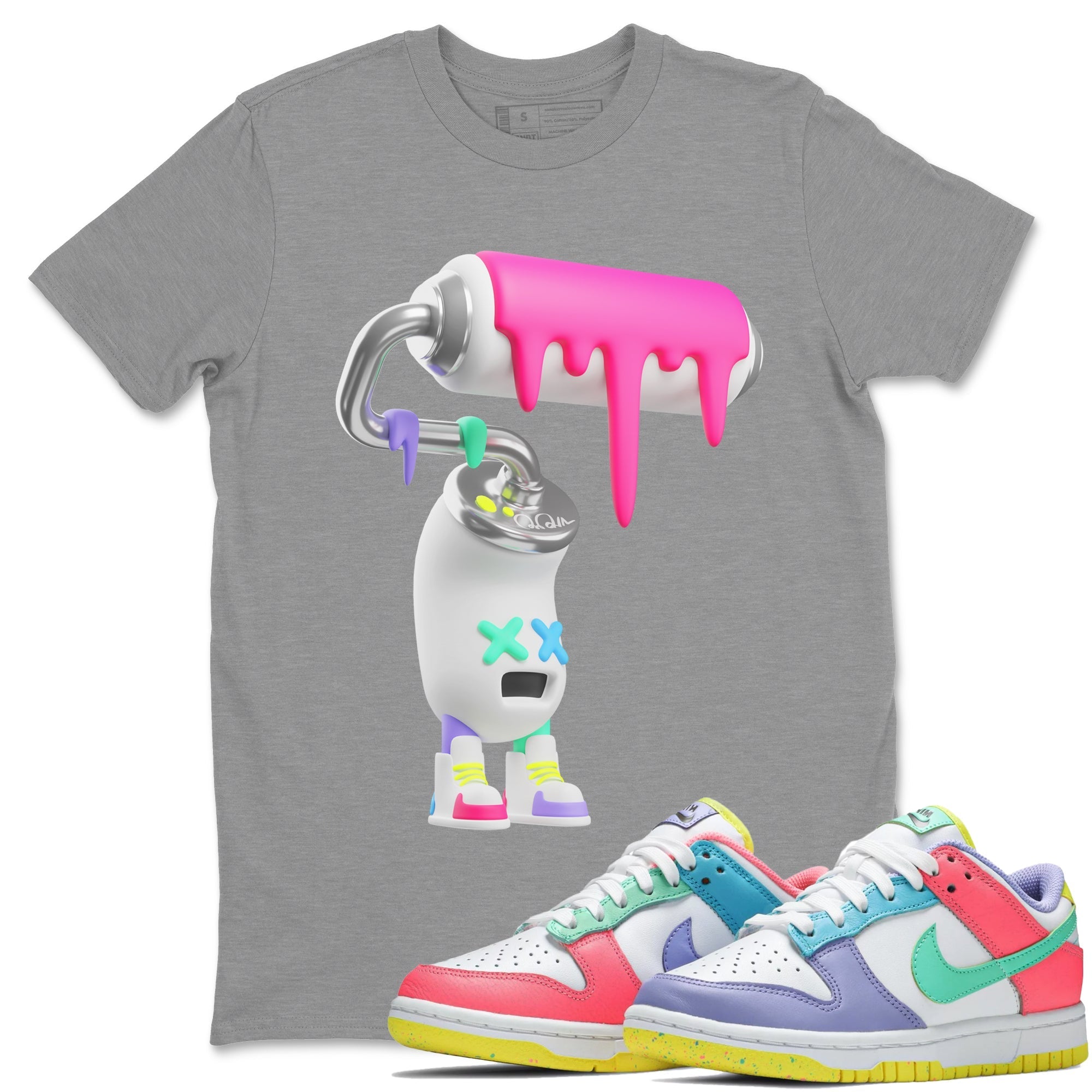 Dunk Easter Candy Sneaker Match Tees 3D Paint Roller Streetwear Sneaker Shirt Nike Easter Sneaker Release Tees Unisex Shirts Heather Grey 1