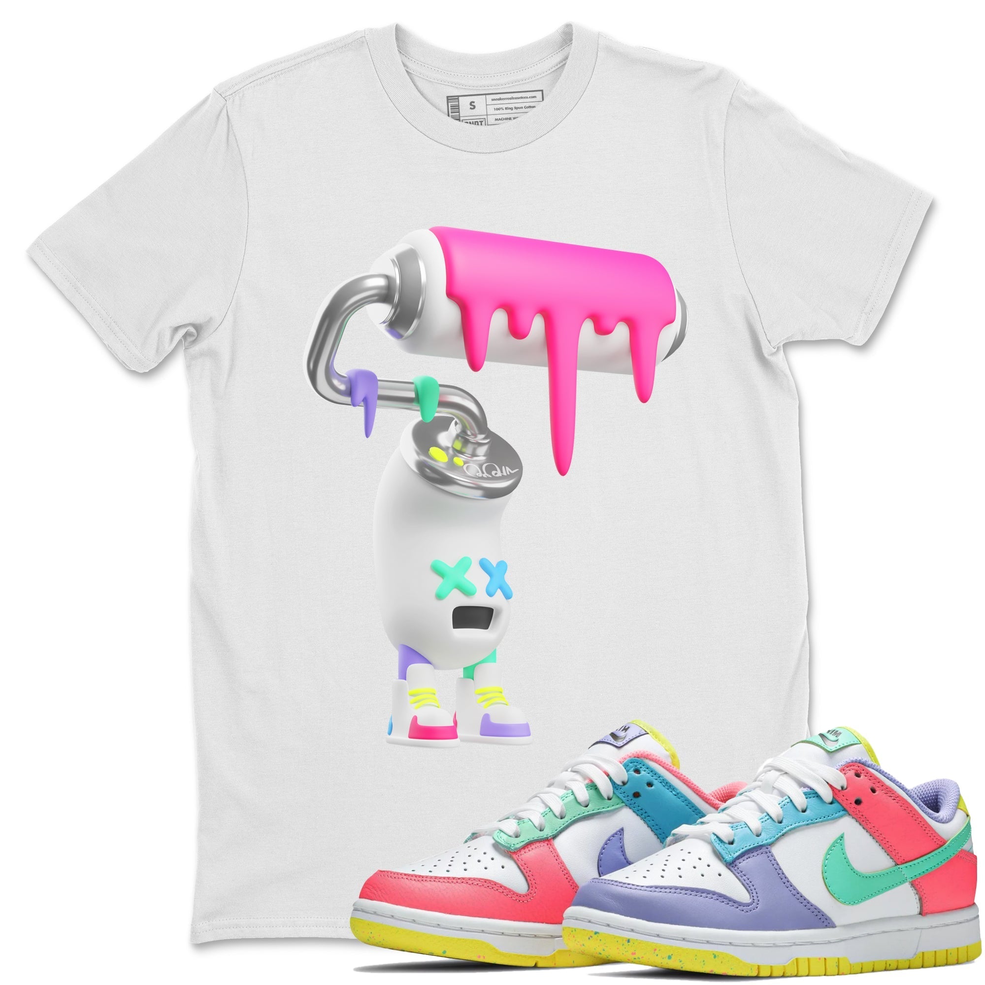 Dunk Easter Candy Sneaker Match Tees 3D Paint Roller Streetwear Sneaker Shirt Nike Easter Sneaker Release Tees Unisex Shirts White 1