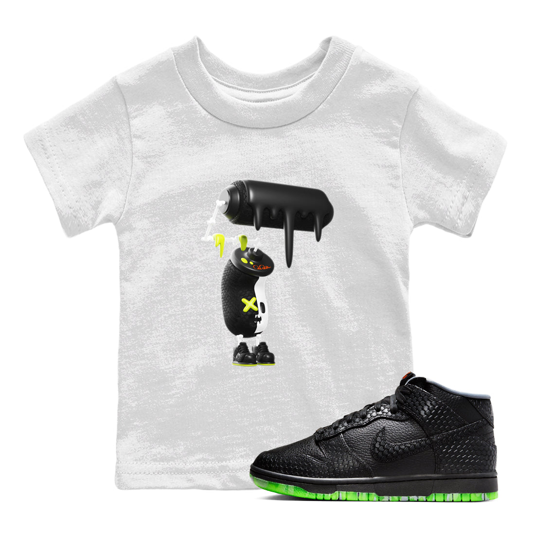 Dunk Halloween shirt to match jordans 3D Paint Roller sneaker tees halloween horror nights Nike Dunk Halloween Drip Gear Zone Baby Toddler White 1 T-Shirt