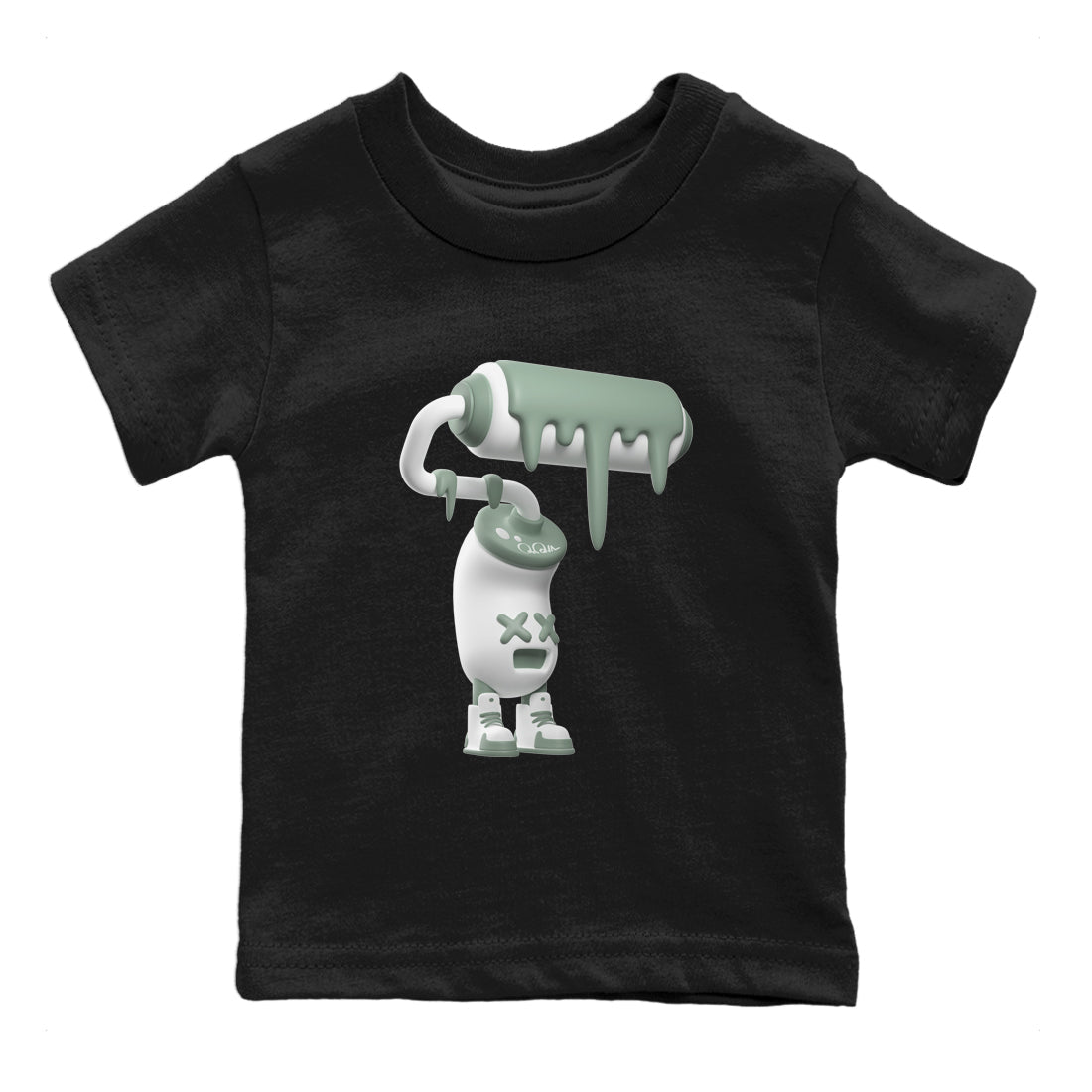 Dunk Mica Green Sneaker Match Tees 3D Paint Roller Streetwear Sneaker Shirt Dunk Low Mica Green Sneaker Release Tees Kids Shirts Black 2