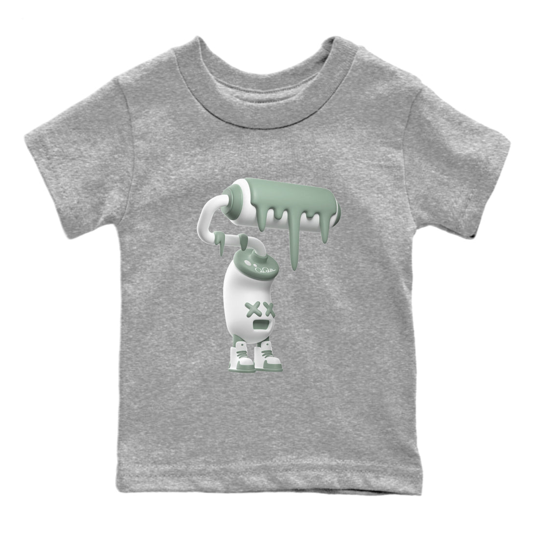 Dunk Mica Green Sneaker Match Tees 3D Paint Roller Streetwear Sneaker Shirt Dunk Low Mica Green Sneaker Release Tees Kids Shirts Heather Grey 2