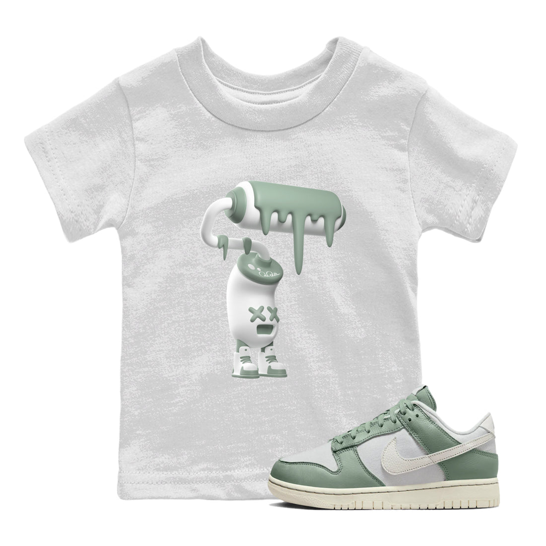 Dunk Mica Green Sneaker Match Tees 3D Paint Roller Streetwear Sneaker Shirt Dunk Low Mica Green Sneaker Release Tees Kids Shirts White 1