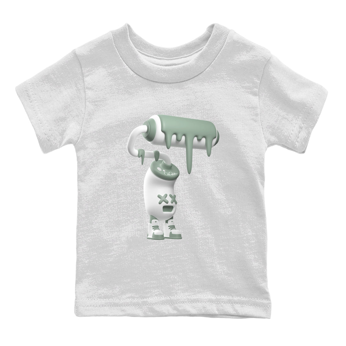 Dunk Mica Green Sneaker Match Tees 3D Paint Roller Streetwear Sneaker Shirt Dunk Low Mica Green Sneaker Release Tees Kids Shirts White 2