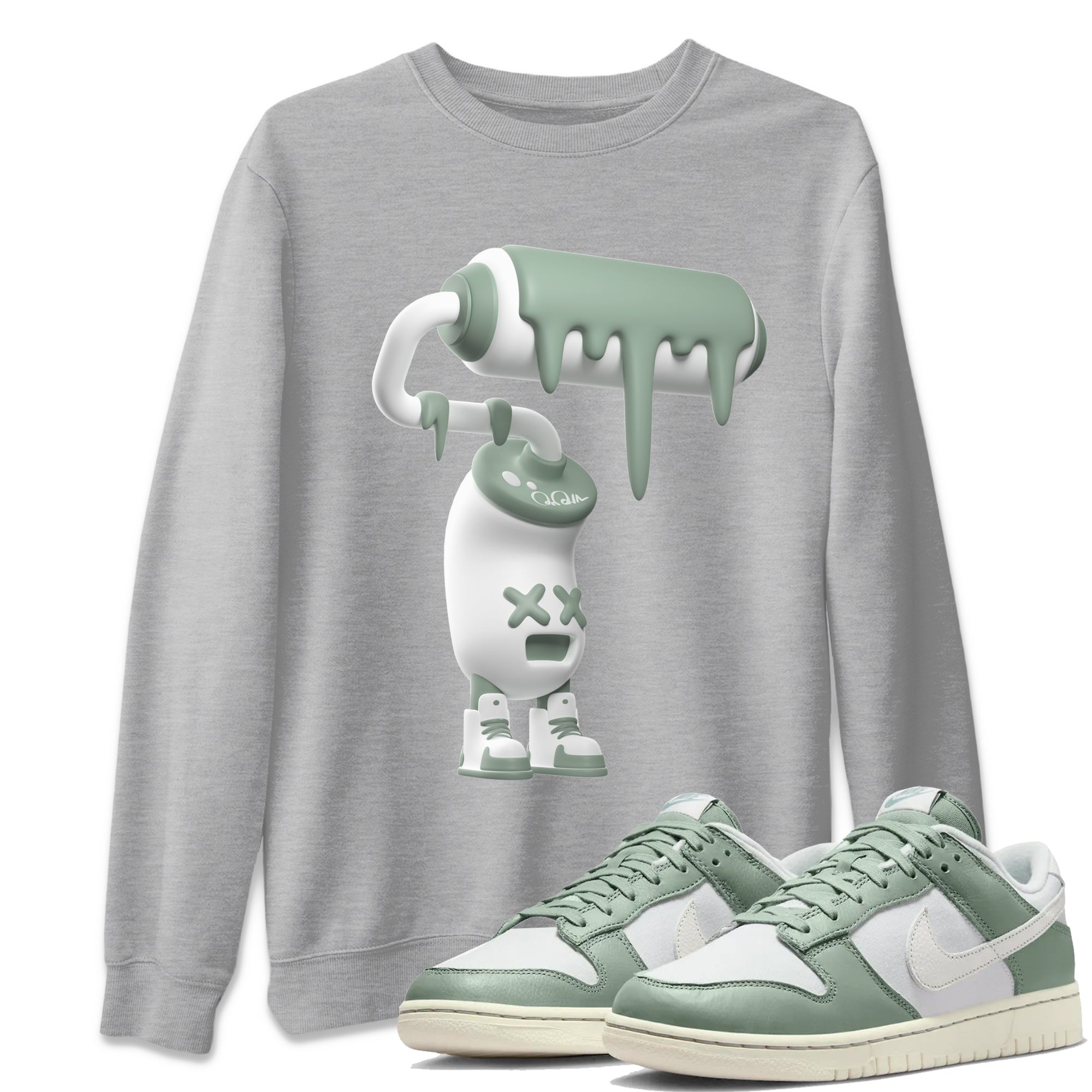 Dunk Mica Green Sneaker Match Tees 3D Paint Roller Streetwear Sneaker Shirt Dunk Low Mica Green Sneaker Release Tees Unisex Shirts Heather Grey 1