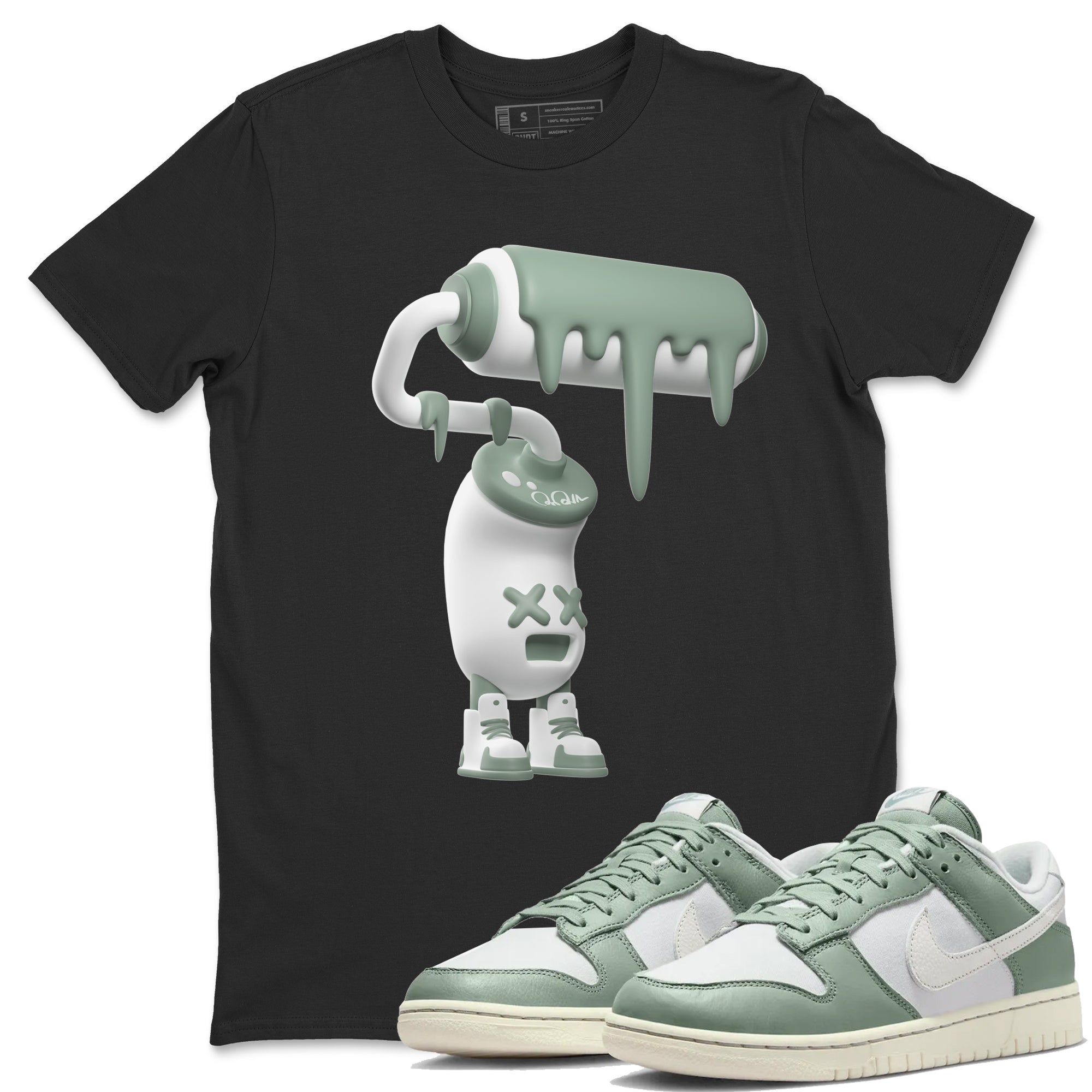 Dunk Mica Green Sneaker Match Tees 3D Paint Roller Streetwear Sneaker Shirt Dunk Low Mica Green Sneaker Release Tees Unisex Shirts Black 1