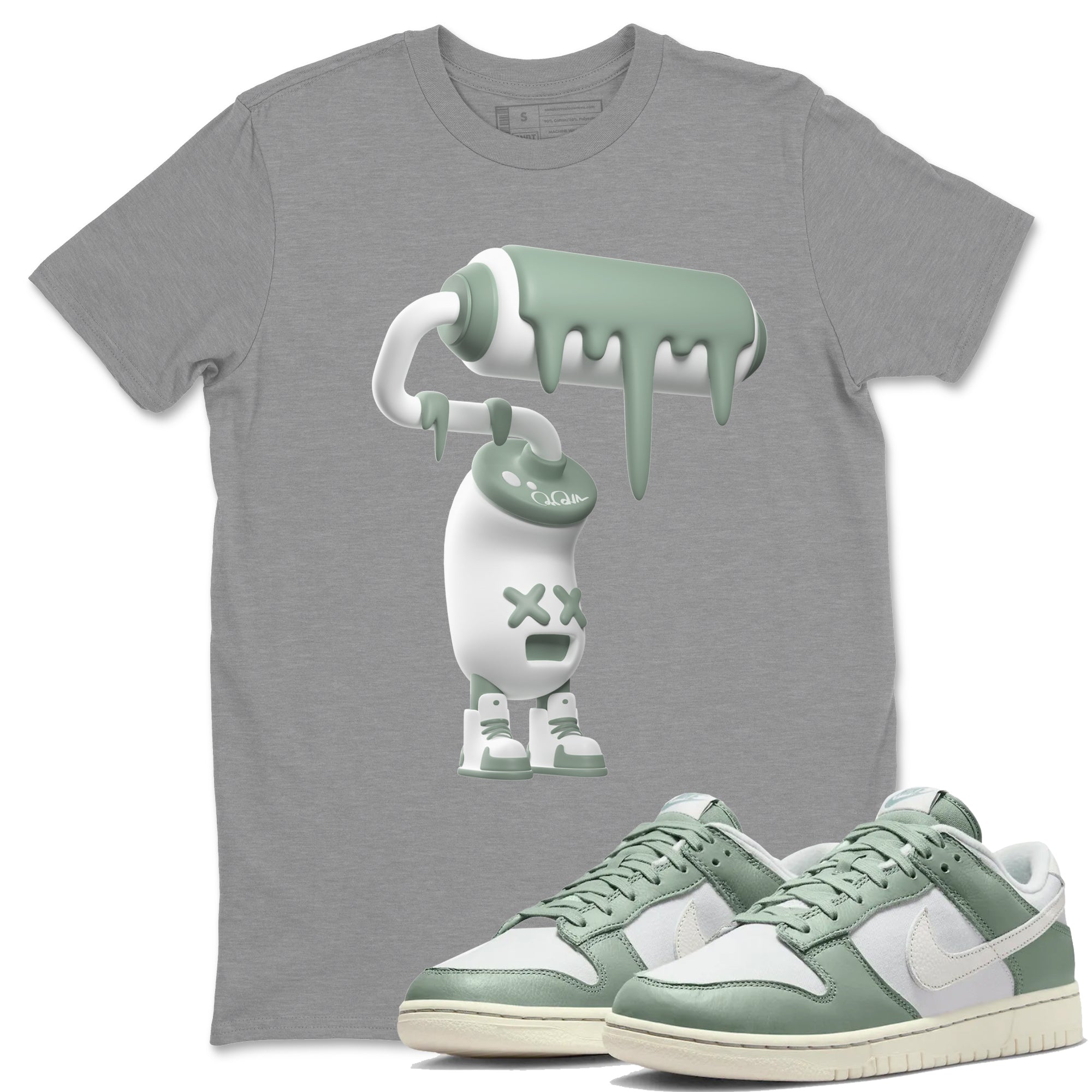 Dunk Mica Green Sneaker Match Tees 3D Paint Roller Streetwear Sneaker Shirt Dunk Low Mica Green Sneaker Release Tees Unisex Shirts Heather Grey 1