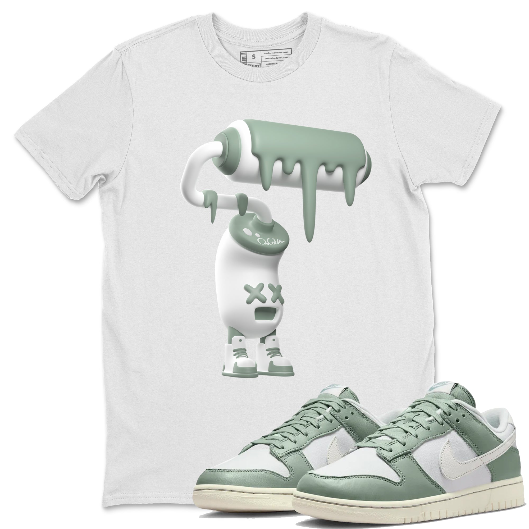 Dunk Mica Green Sneaker Match Tees 3D Paint Roller Streetwear Sneaker Shirt Dunk Low Mica Green Sneaker Release Tees Unisex Shirts White 1