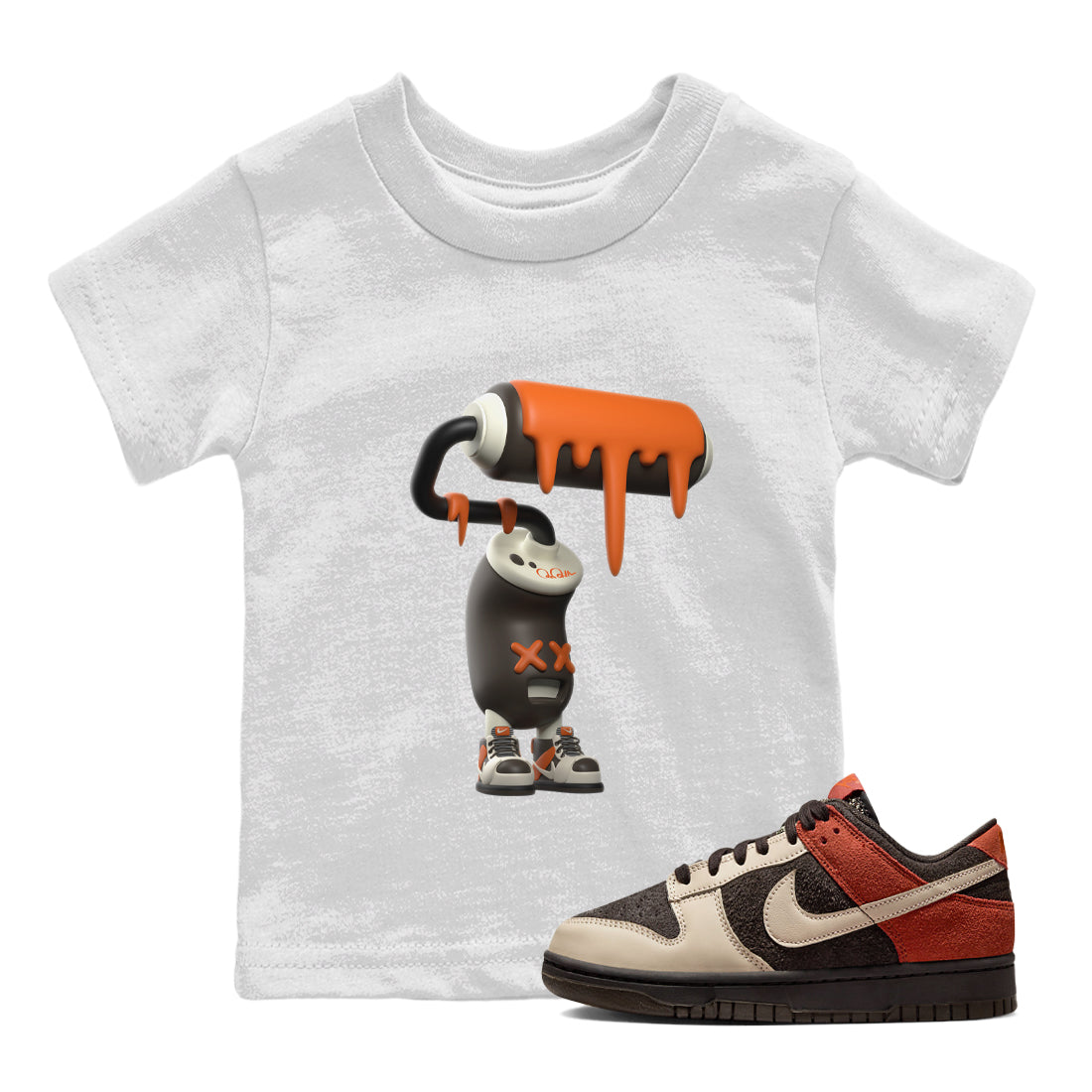 Dunk Red Panda shirt to match jordans 3D Paint Roller sneaker tees Nike Dunk LowRed Panda Drip Gear Zone Sneaker T-Shirts Youth and Baby White 1 T-Shirt