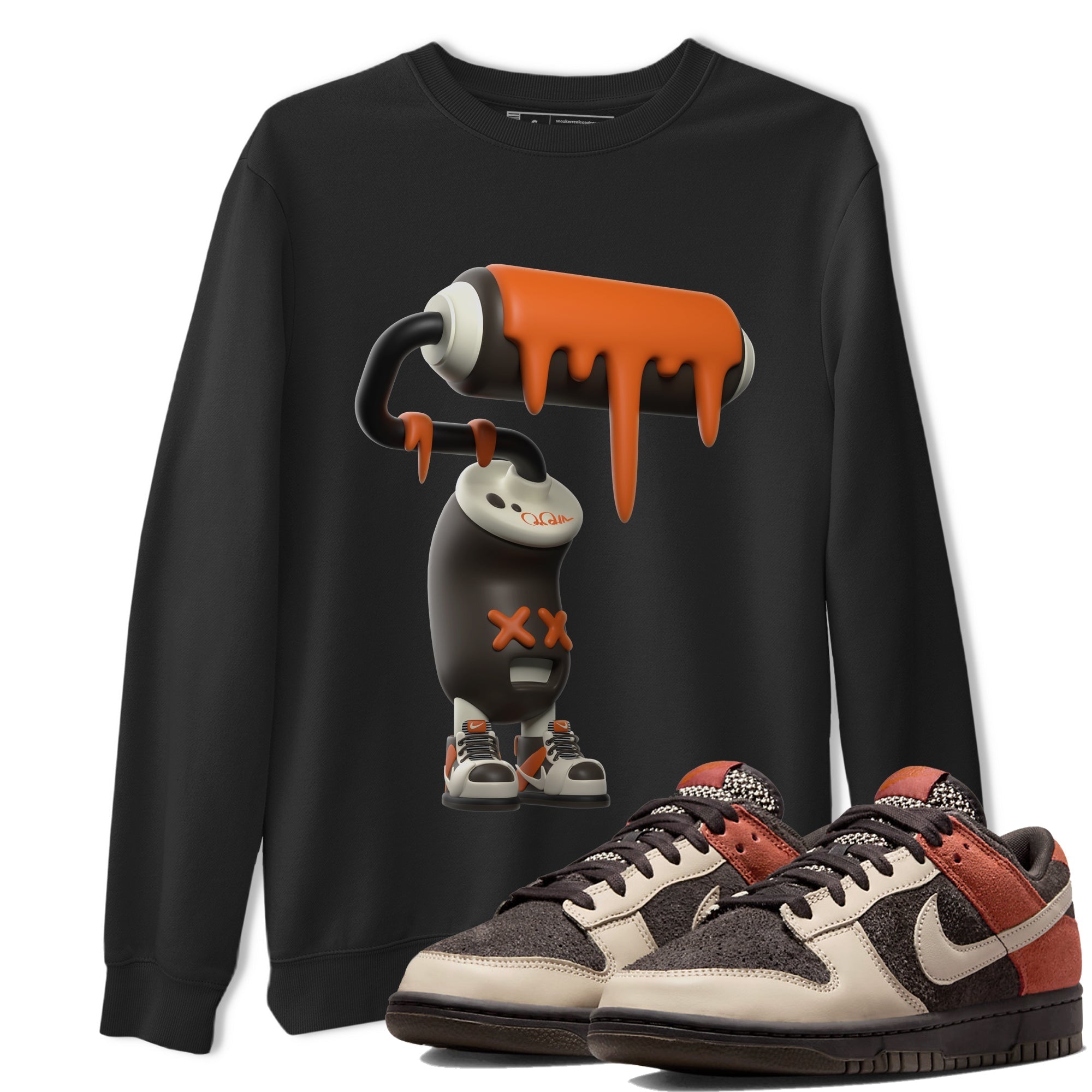 Dunk Red Panda shirt to match jordans 3D Paint Roller sneaker tees Nike Dunk LowRed Panda Drip Gear Zone Sneaker T-Shirts Crew Neck Casual Fit Black 1 T-Shirt