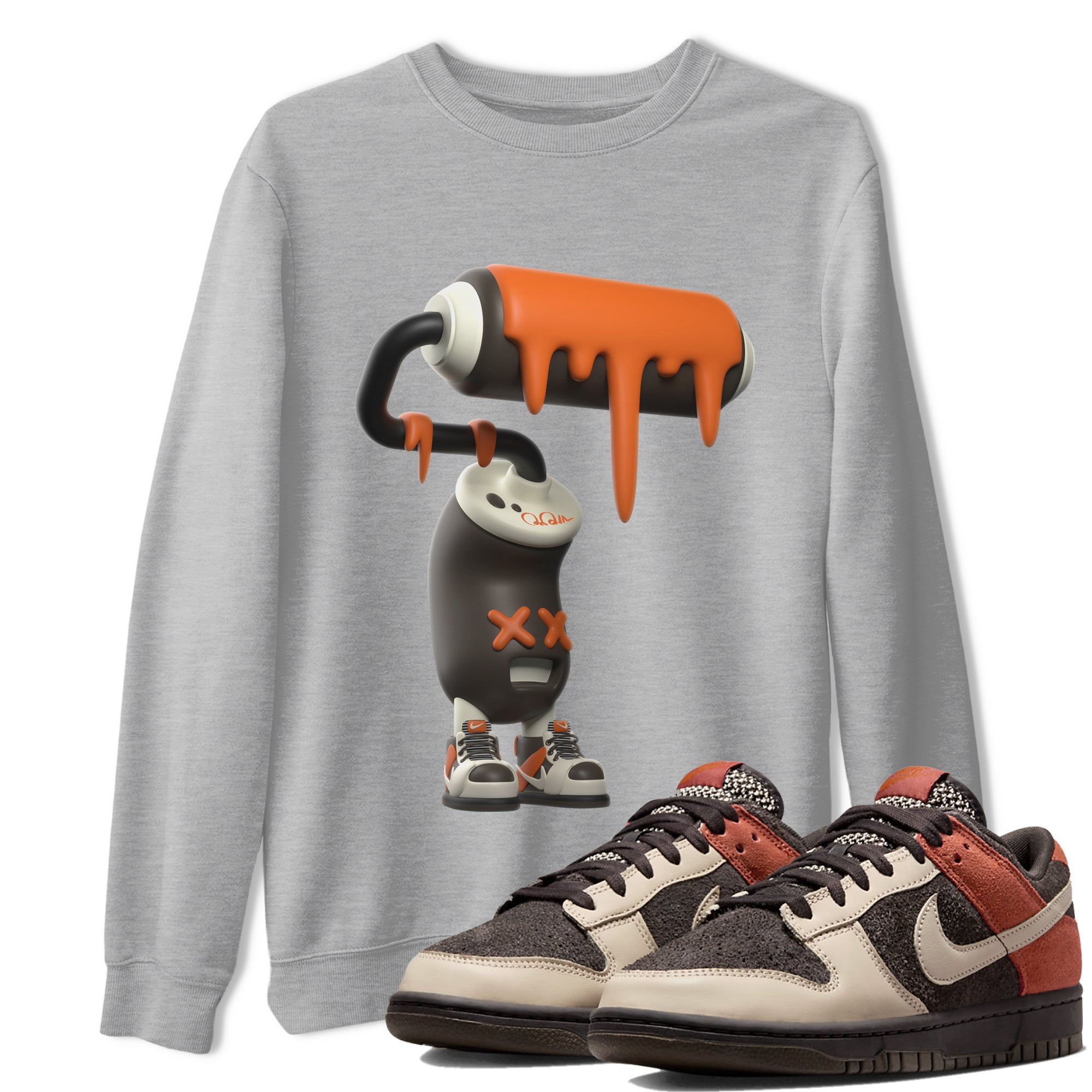 Dunk Red Panda shirt to match jordans 3D Paint Roller sneaker tees Nike Dunk LowRed Panda Drip Gear Zone Sneaker T-Shirts Crew Neck Casual Fit Heather Grey 1 T-Shirt