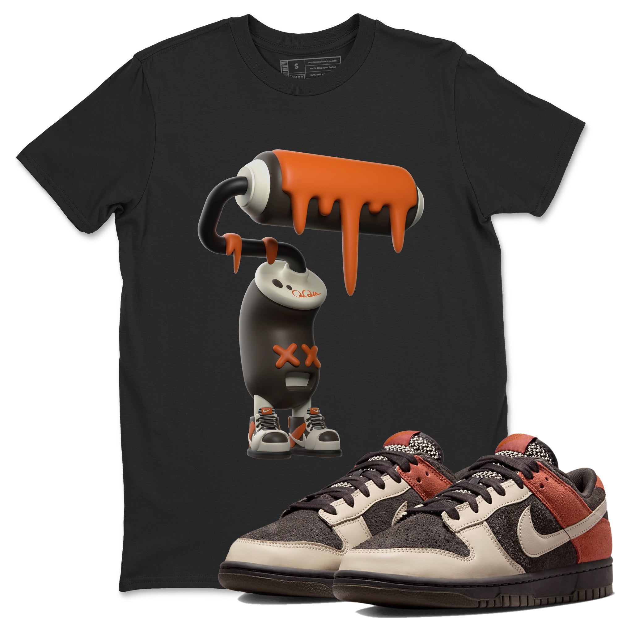 Dunk Red Panda shirt to match jordans 3D Paint Roller sneaker tees Nike Dunk LowRed Panda Drip Gear Zone Sneaker T-Shirts Crew Neck Casual Fit Black 1 T-Shirt