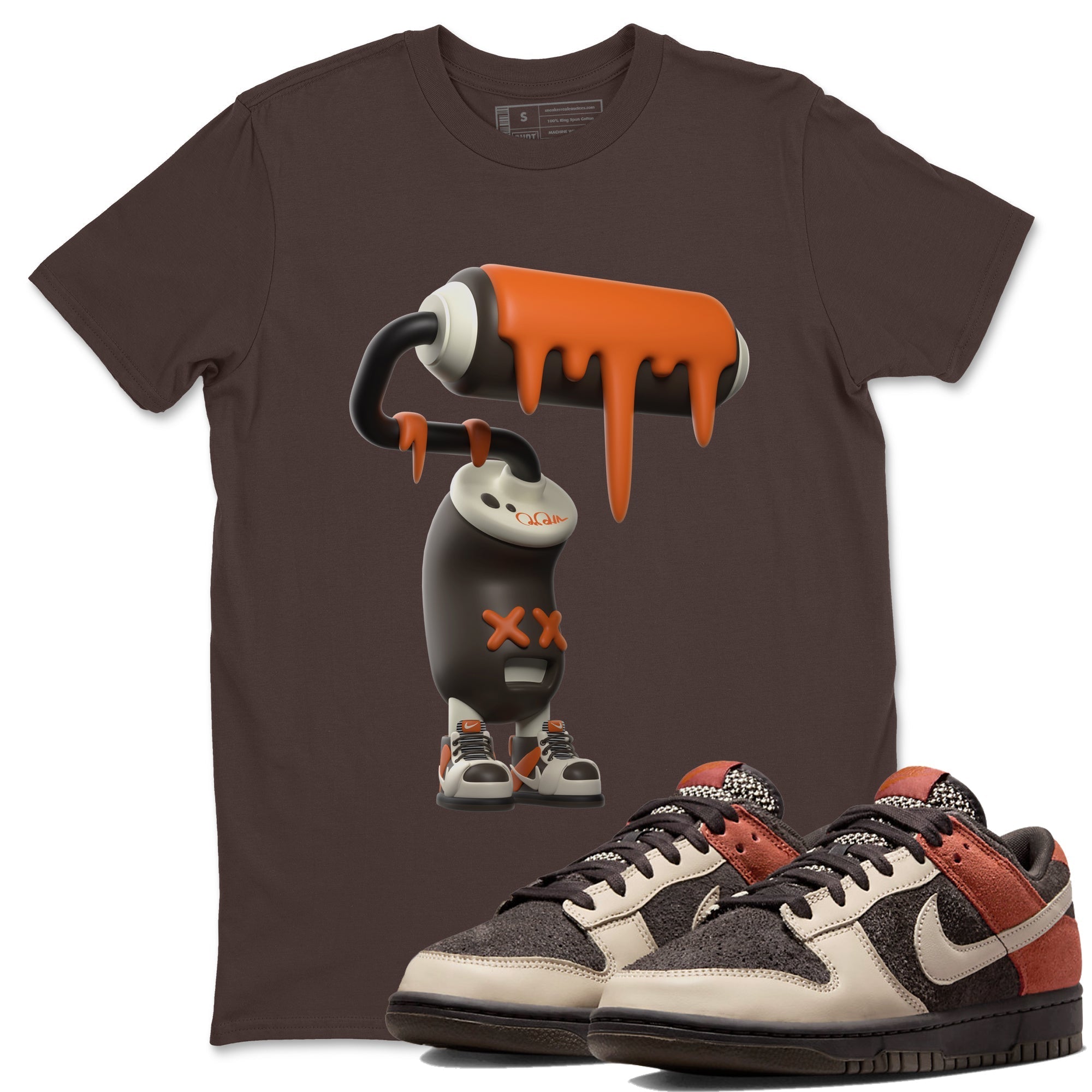 Dunk Red Panda shirt to match jordans 3D Paint Roller sneaker tees Nike Dunk LowRed Panda Drip Gear Zone Sneaker T-Shirts Crew Neck Casual Fit Dark Chocolate 1 T-Shirt