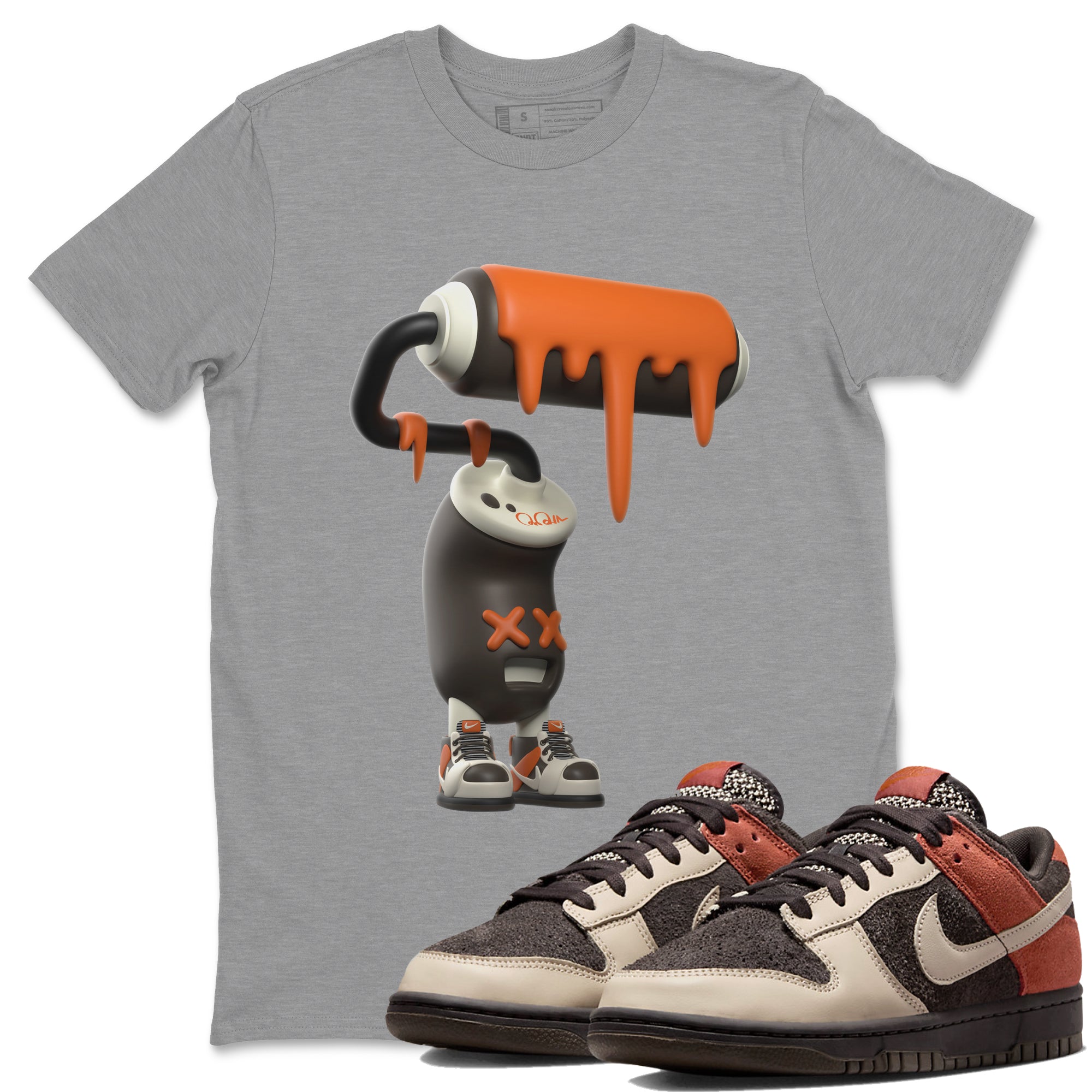 Dunk Red Panda shirt to match jordans 3D Paint Roller sneaker tees Nike Dunk LowRed Panda Drip Gear Zone Sneaker T-Shirts Crew Neck Casual Fit Heather Grey 1 T-Shirt