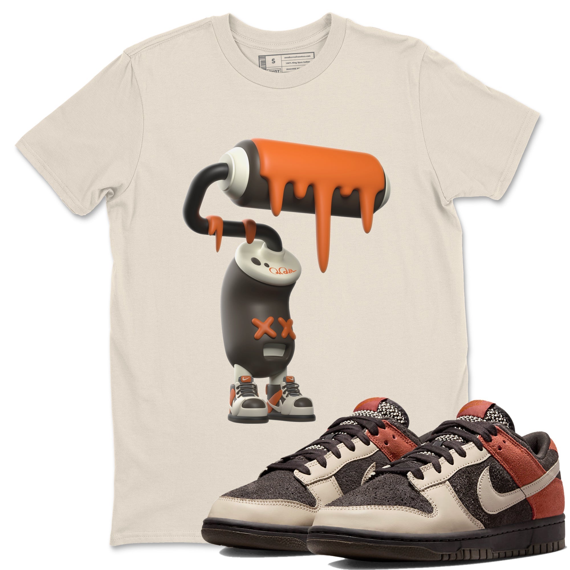 Dunk Red Panda shirt to match jordans 3D Paint Roller sneaker tees Nike Dunk LowRed Panda Drip Gear Zone Sneaker T-Shirts Crew Neck Casual Fit Natural 1 T-Shirt