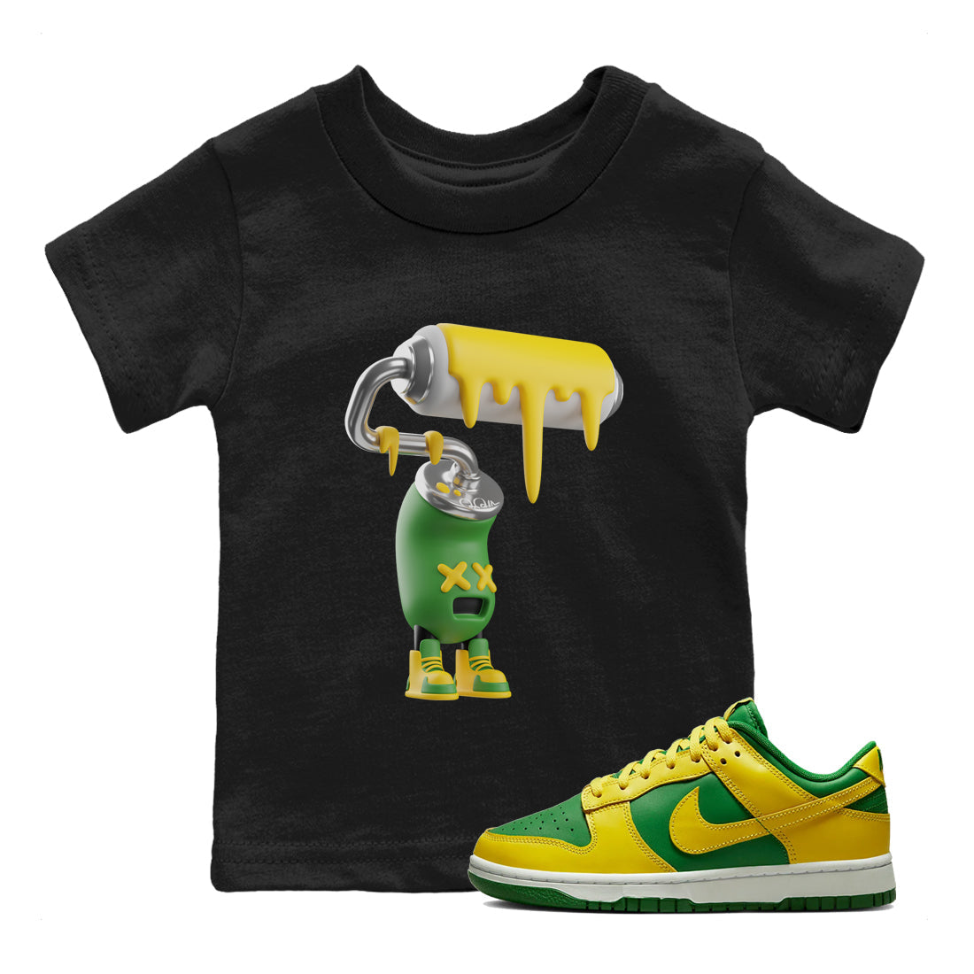 Dunk Reverse Brazil Sneaker Match Tees 3D Paint Roller Sneaker Tees Dunk Reverse Brazil Jordan to match sneaker T-Shirt Kids Shirts