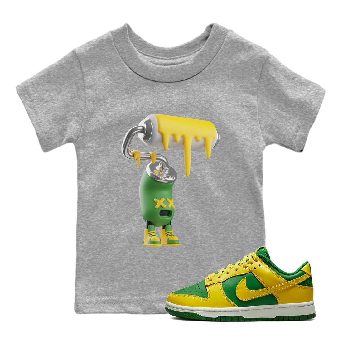 Dunk Reverse Brazil Sneaker Match Tees 3D Paint Roller Sneaker Tees Dunk Reverse Brazil Jordan to match sneaker T-Shirt Kids Shirts