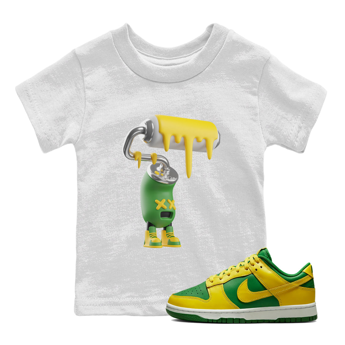 Dunk Reverse Brazil Sneaker Match Tees 3D Paint Roller Sneaker Tees Dunk Reverse Brazil Jordan to match sneaker T-Shirt Kids Shirts
