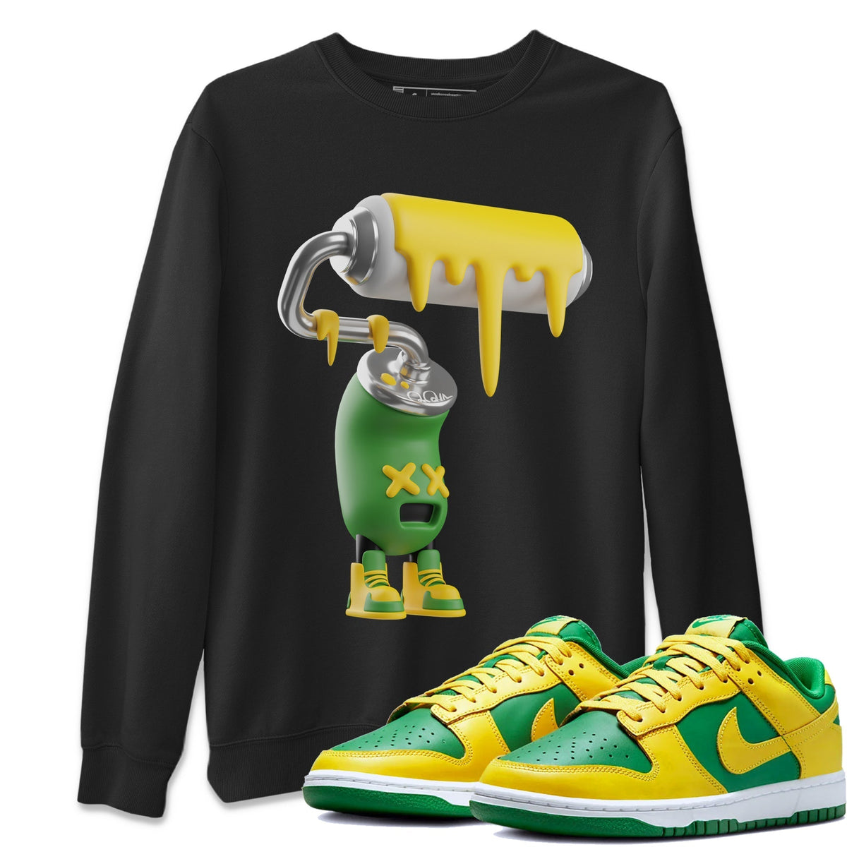Dunk Reverse Brazil Sneaker Match Tees 3D Paint Roller Sneaker Tees Dunk Reverse Brazil Jordan to match sneaker T-Shirt Crew Neck Shirts