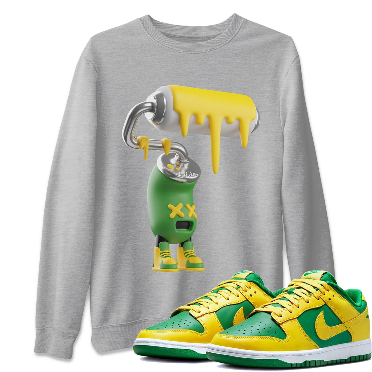 Dunk Reverse Brazil Sneaker Match Tees 3D Paint Roller Sneaker Tees Dunk Reverse Brazil Jordan to match sneaker T-Shirt Crew Neck Shirts