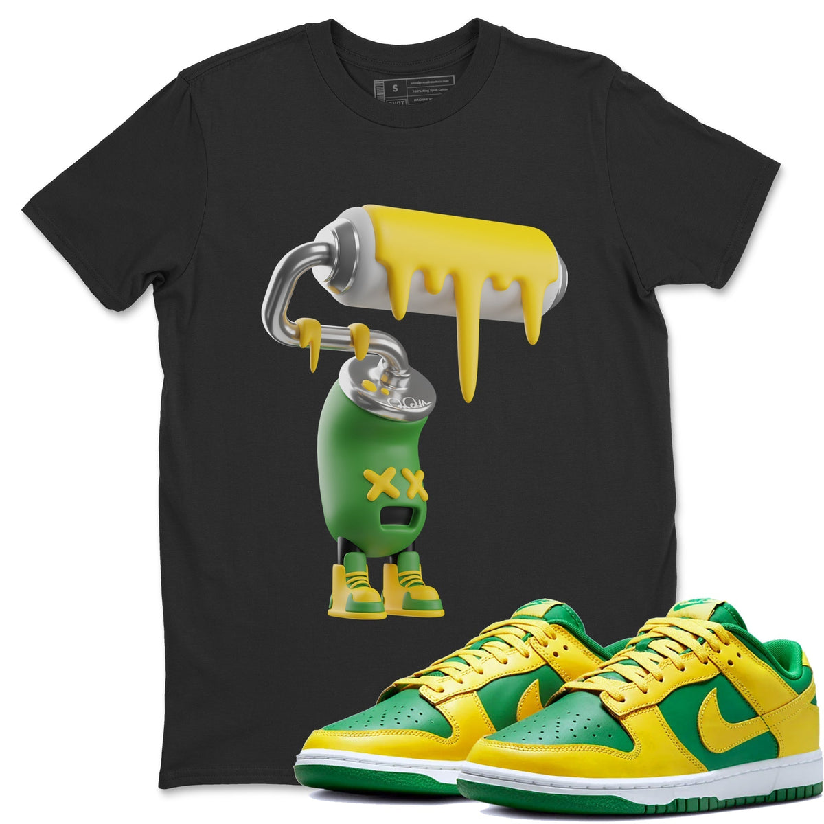 Dunk Reverse Brazil Sneaker Match Tees 3D Paint Roller Sneaker Tees Dunk Reverse Brazil Jordan to match sneaker T-Shirt Crew Neck Shirts