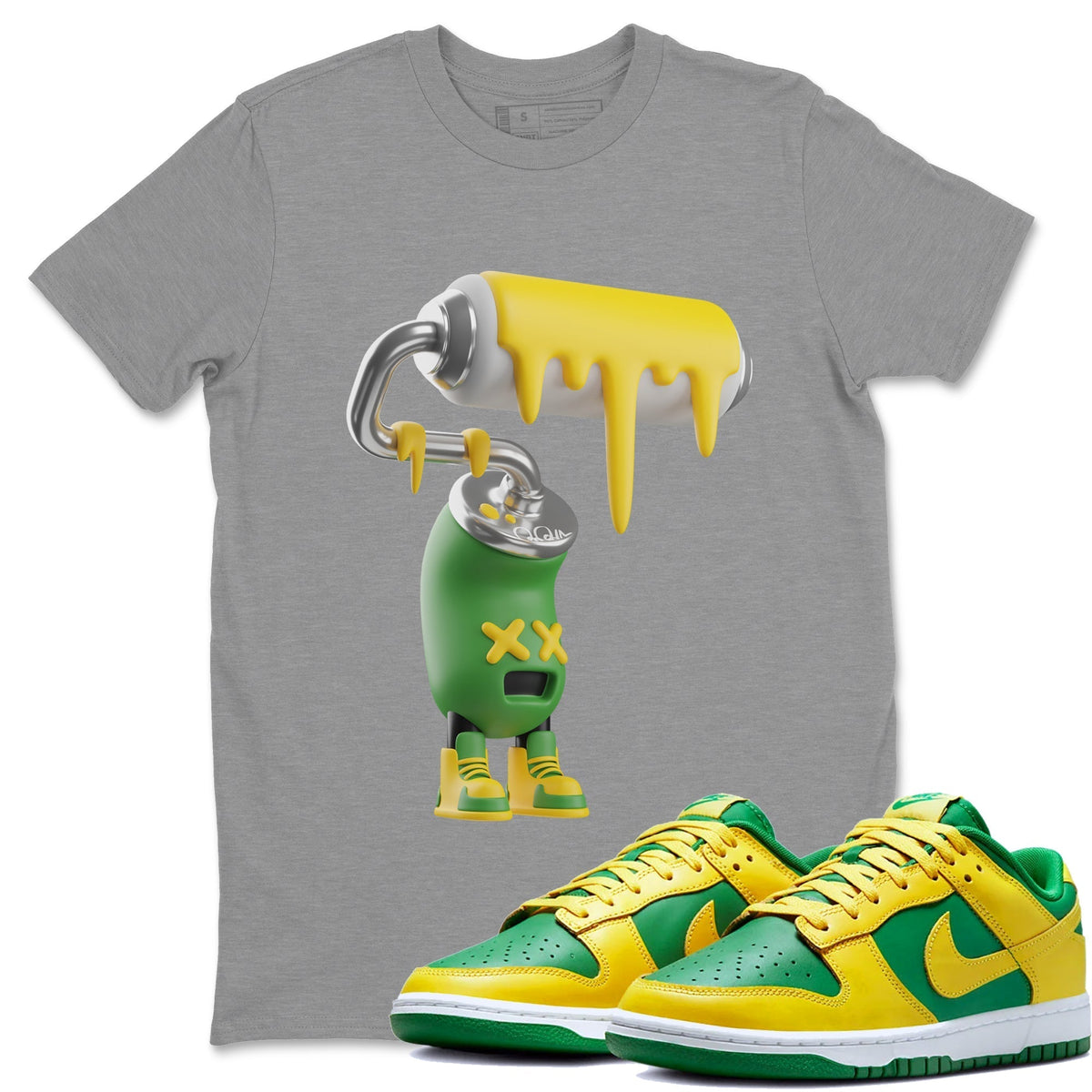 Dunk Reverse Brazil Sneaker Match Tees 3D Paint Roller Sneaker Tees Dunk Reverse Brazil Jordan to match sneaker T-Shirt Crew Neck Shirts