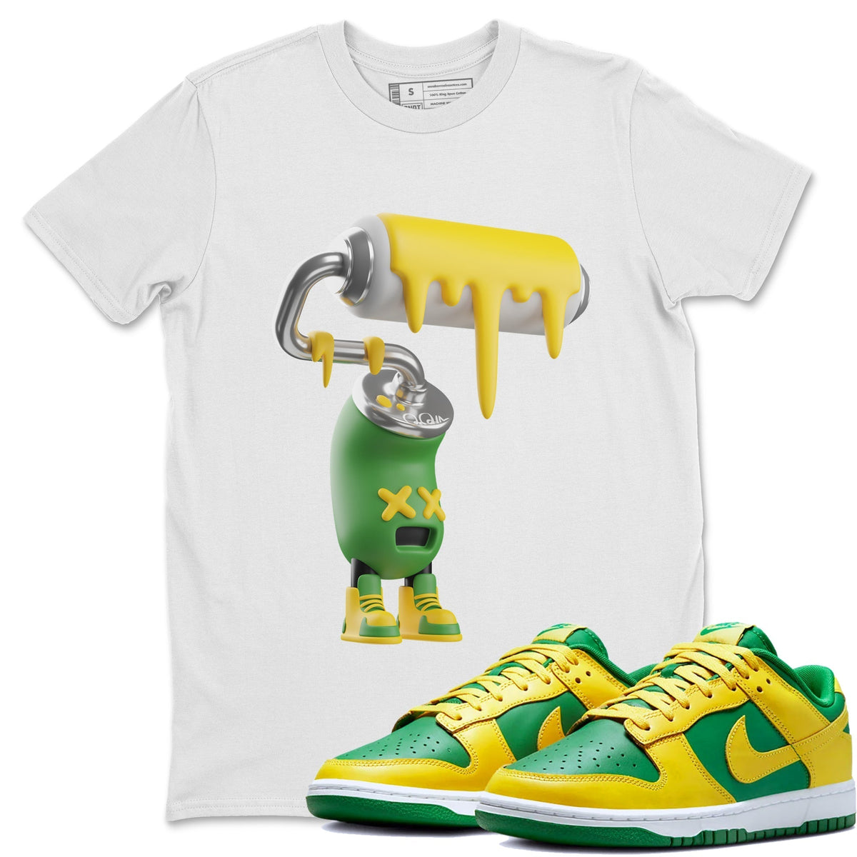 Dunk Reverse Brazil Sneaker Match Tees 3D Paint Roller Sneaker Tees Dunk Reverse Brazil Jordan to match sneaker T-Shirt Crew Neck Shirts