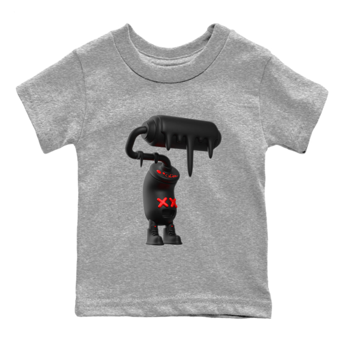 Yeezy 350 Bred shirt to match jordans 3D Paint Roller Streetwear Sneaker Shirt Adidas Yeezy Boost V2 350 Bred Drip Gear Zone Sneaker Matching Clothing Baby Toddler Heather Grey 2 T-Shirt
