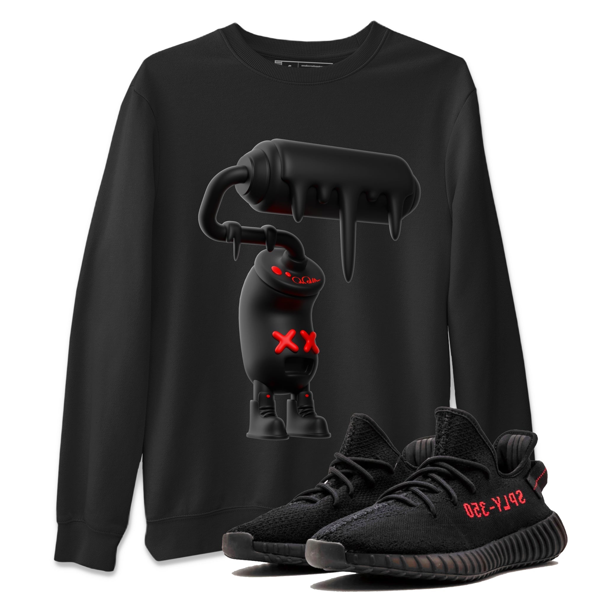 Yeezy 350 Bred shirt to match jordans 3D Paint Roller Streetwear Sneaker Shirt Adidas Yeezy Boost V2 350 Bred Drip Gear Zone Sneaker Matching Clothing Unisex Black 1 T-Shirt