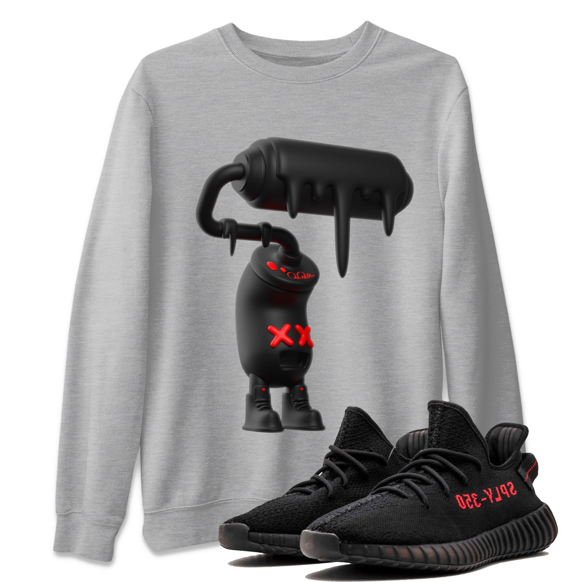 Yeezy 350 Bred shirt to match jordans 3D Paint Roller Streetwear Sneaker Shirt Adidas Yeezy Boost V2 350 Bred Drip Gear Zone Sneaker Matching Clothing Unisex Heather Grey 1 T-Shirt