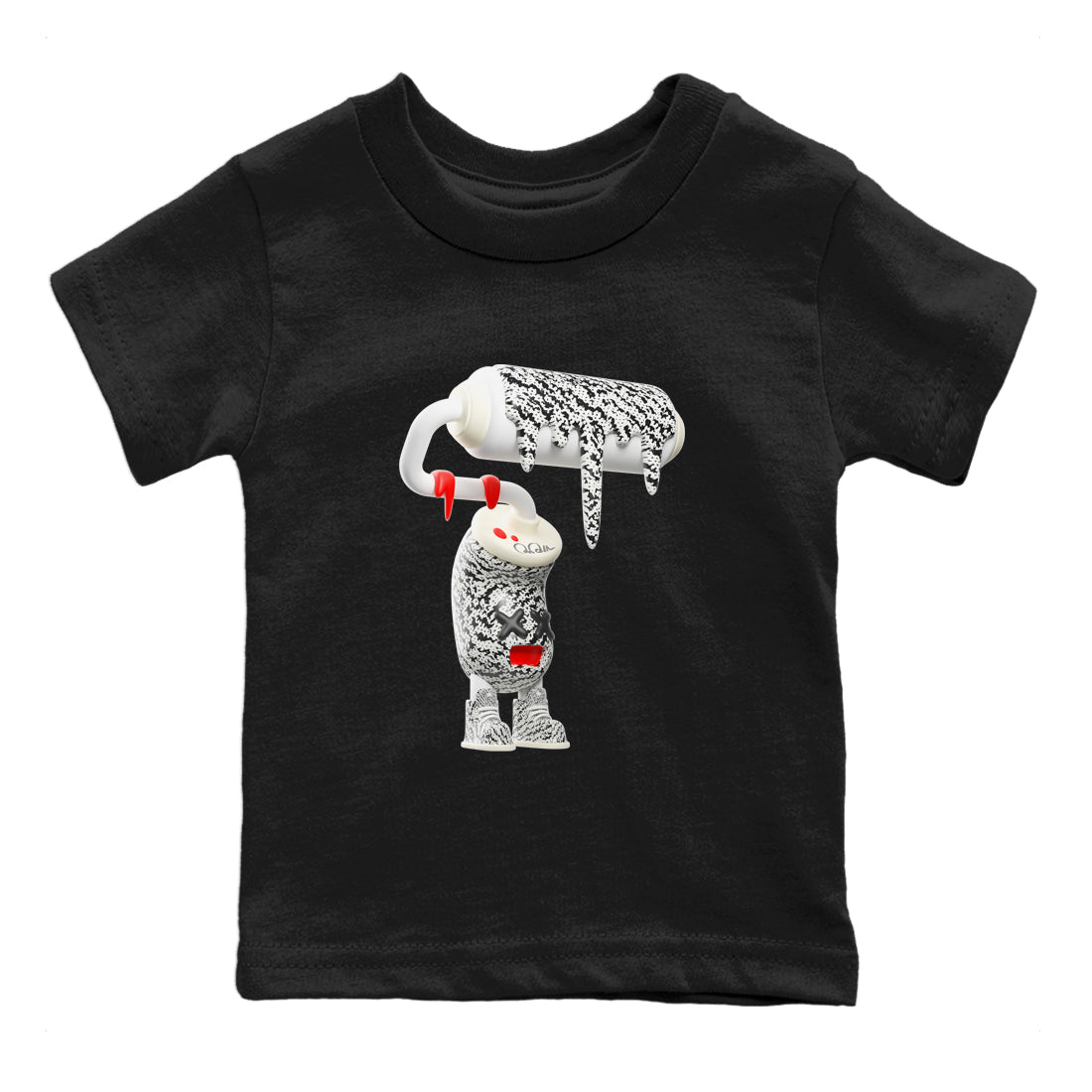 Yeezy 350 Zebra Sneaker Match Tees 3D Paint Roller Streetwear Sneaker Shirt Yeezy Boost 350 V2 Zebra Sneaker Release Tees Kids Shirts Black 2