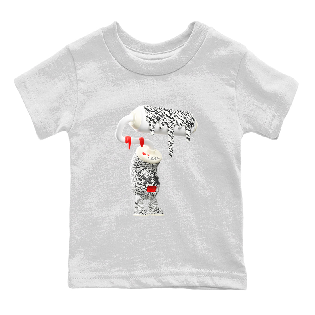 Yeezy 350 Zebra Sneaker Match Tees 3D Paint Roller Streetwear Sneaker Shirt Yeezy Boost 350 V2 Zebra Sneaker Release Tees Kids Shirts White 2