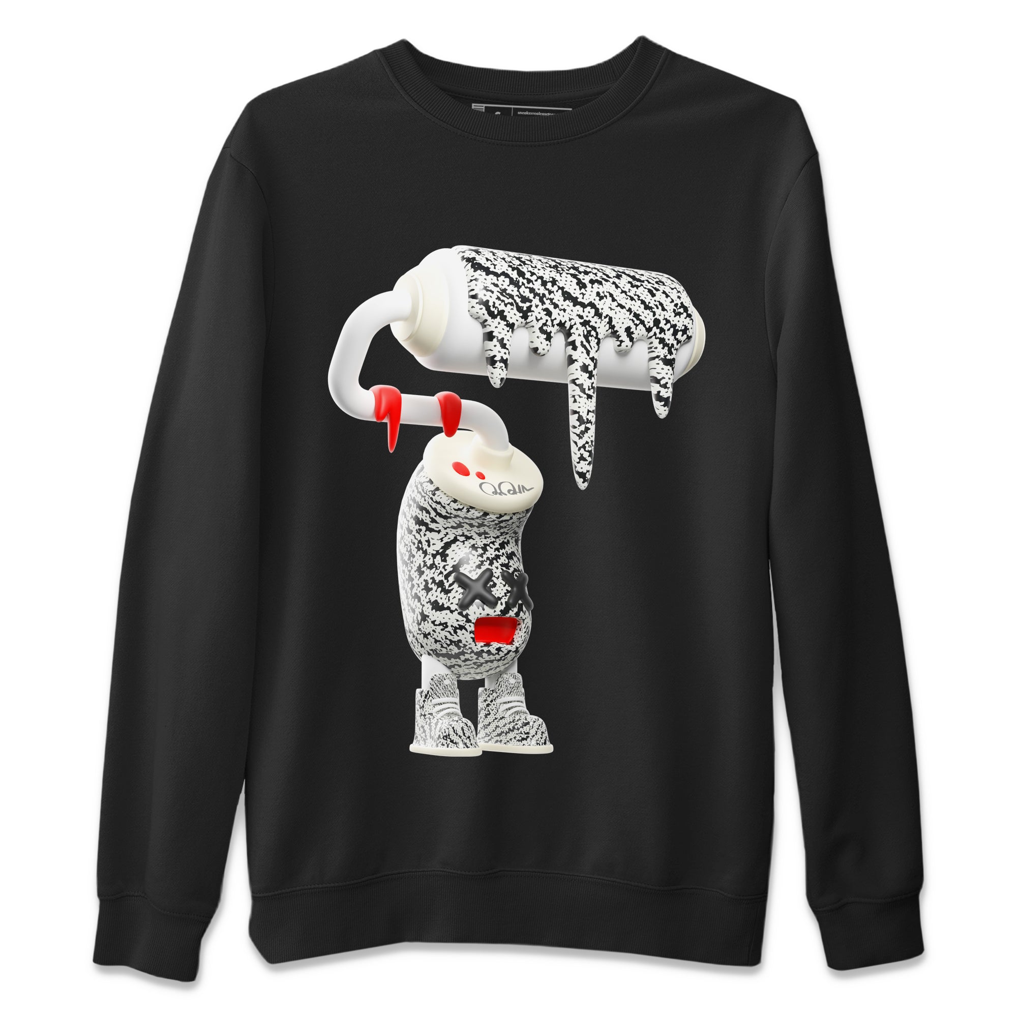 Yeezy 350 Zebra Sneaker Match Tees 3D Paint Roller Streetwear Sneaker Shirt Yeezy Boost 350 V2 Zebra Sneaker Release Tees Unisex Shirts Black 2