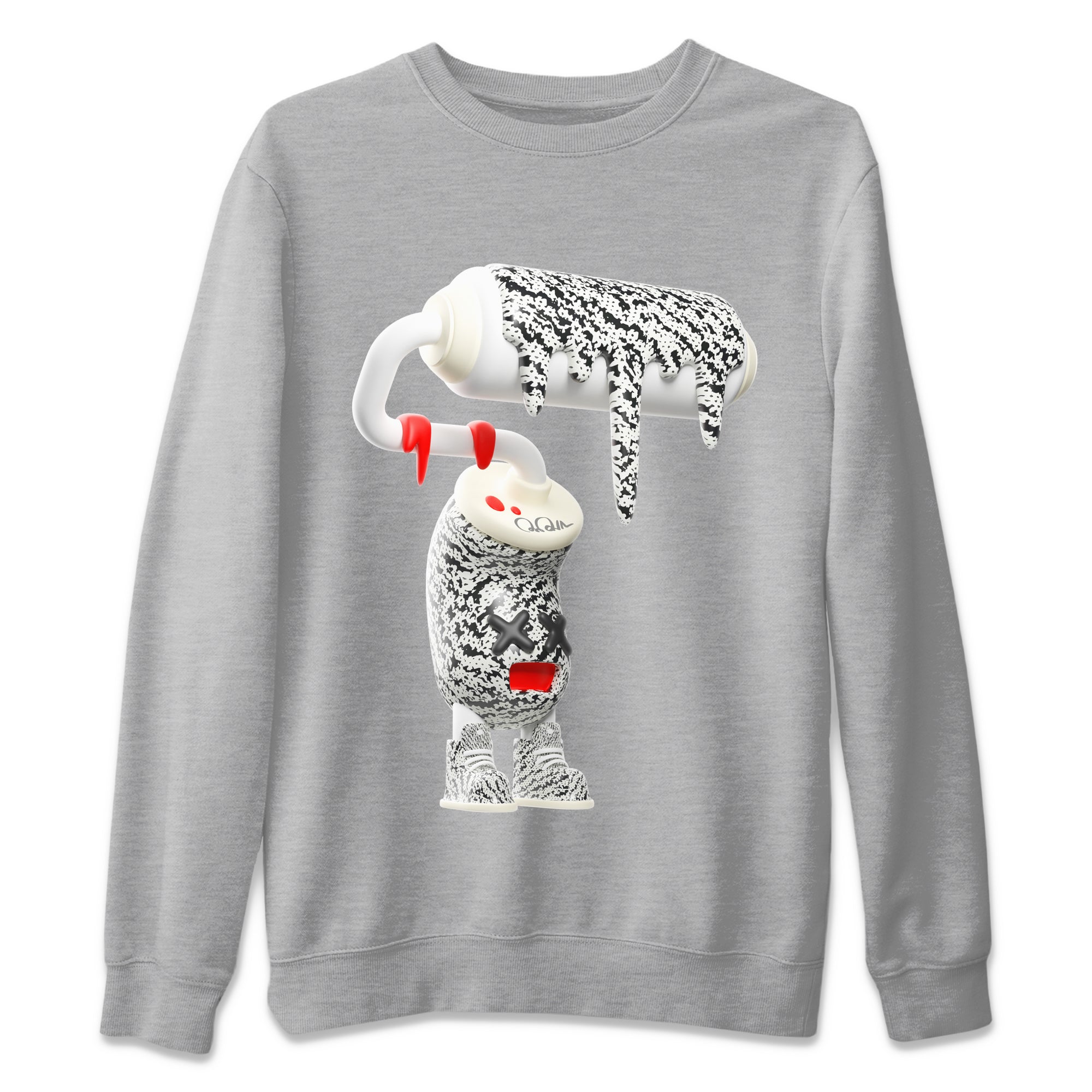 Yeezy 350 Zebra Sneaker Match Tees 3D Paint Roller Streetwear Sneaker Shirt Yeezy Boost 350 V2 Zebra Sneaker Release Tees Unisex Shirts Heather Grey 2