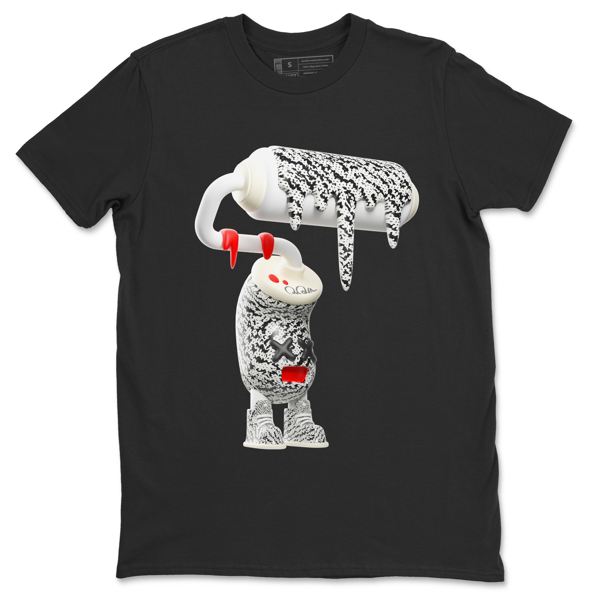 Yeezy 350 Zebra Sneaker Match Tees 3D Paint Roller Streetwear Sneaker Shirt Yeezy Boost 350 V2 Zebra Sneaker Release Tees Unisex Shirts Black 2