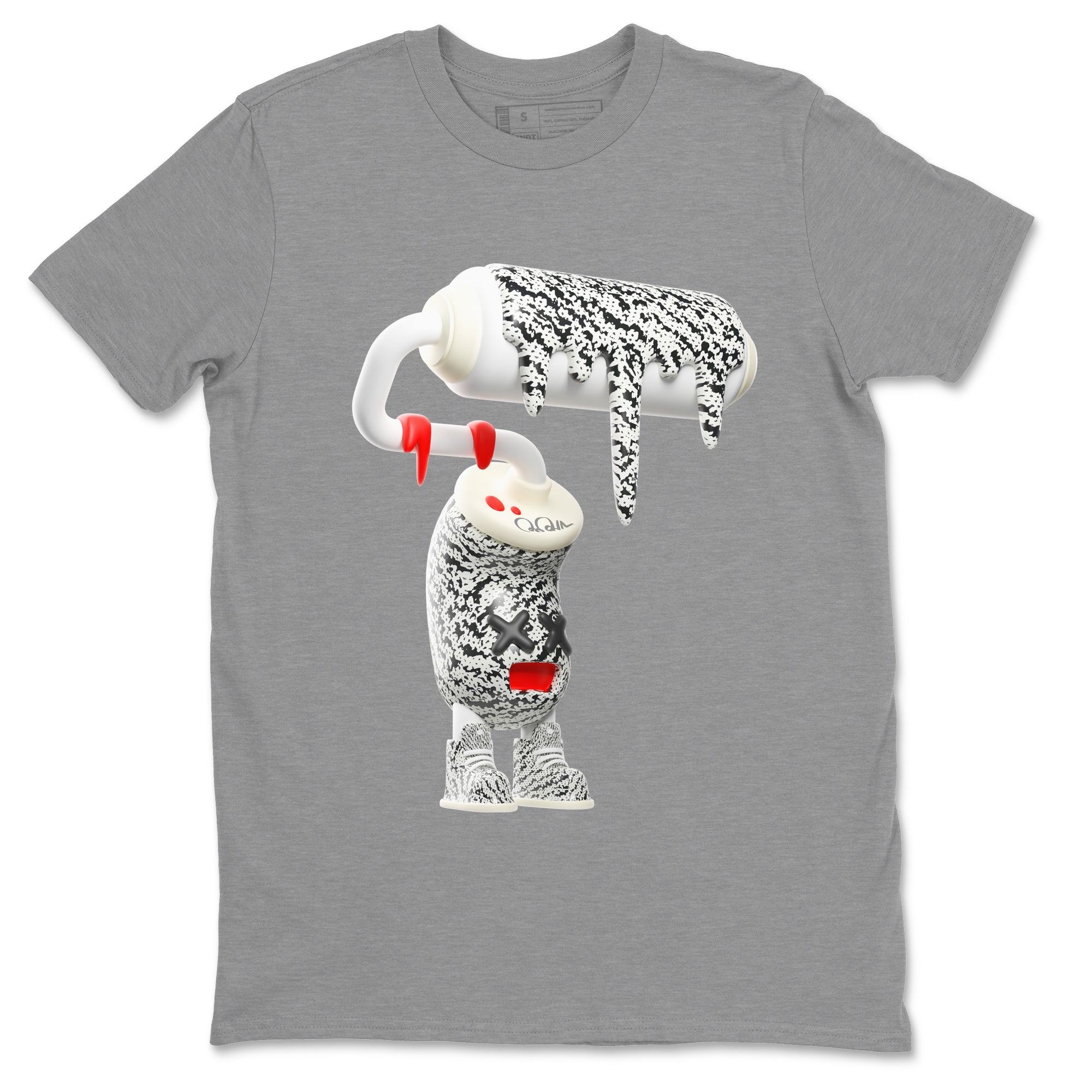 Yeezy 350 Zebra Sneaker Match Tees 3D Paint Roller Streetwear Sneaker Shirt Yeezy Boost 350 V2 Zebra Sneaker Release Tees Unisex Shirts Heather Grey 2