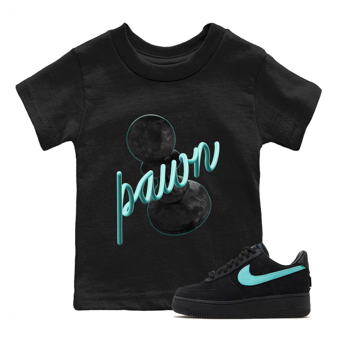 Air Force 1 Tiffany Shirt To Match Jordans 3D Pawn Sneaker Tees Nike Tiffany AF1Drip Gear Zone Sneaker Matching Clothing Kids Shirts Black 1