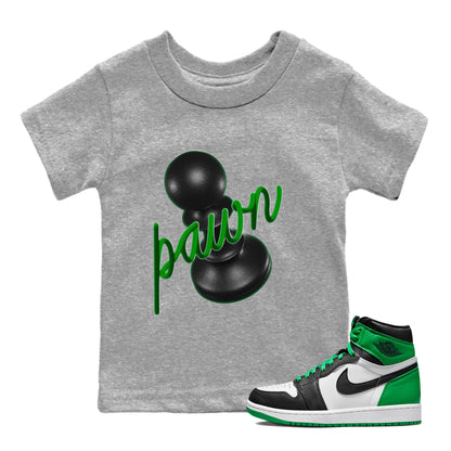 Air Jordan 1 Celtics Sneaker Match Tees 3D Pawn Streetwear Sneaker Shirt AJ1 High OG Lucky Green Sneaker Release Tees Kids Shirts Heather Grey 1